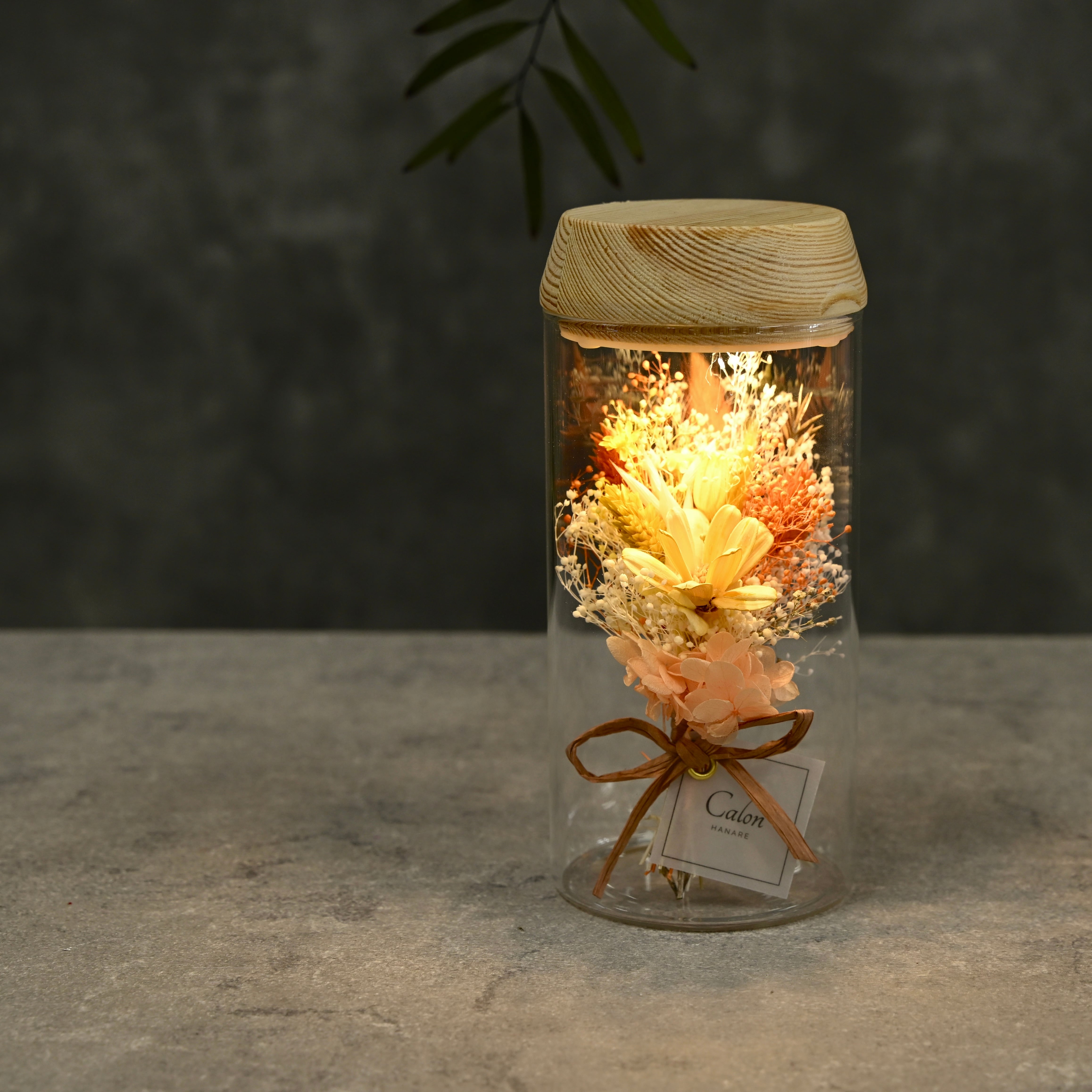 おまかせオレンジ系】LEDボトルフラワーMサイズ