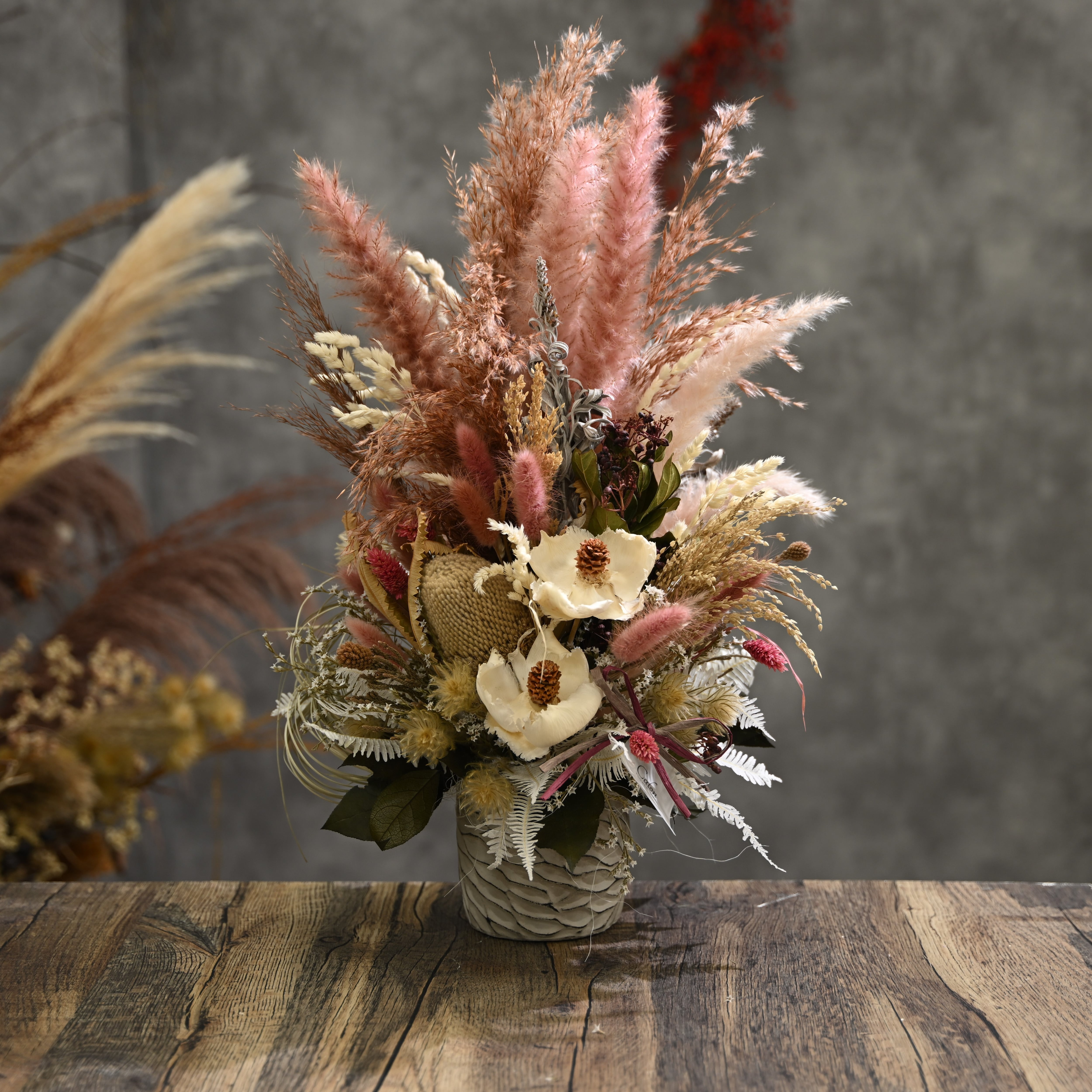 【オーダーメイド 】置き型ドライフラワーアレンジ(祝花) Mサイズ