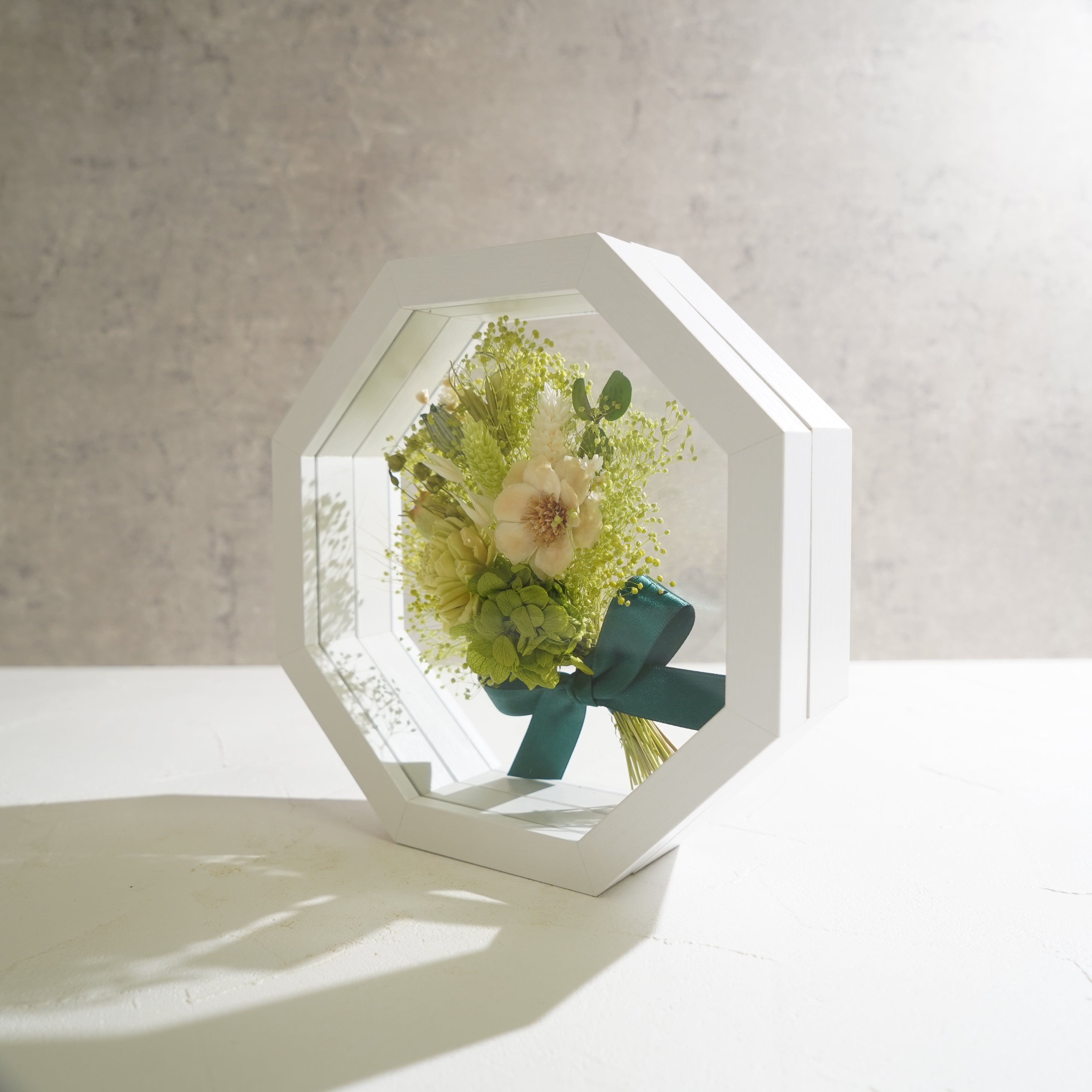 【グリーン】フレームフラワー 八角形 花束タイプ FO-71≪限定1点≫