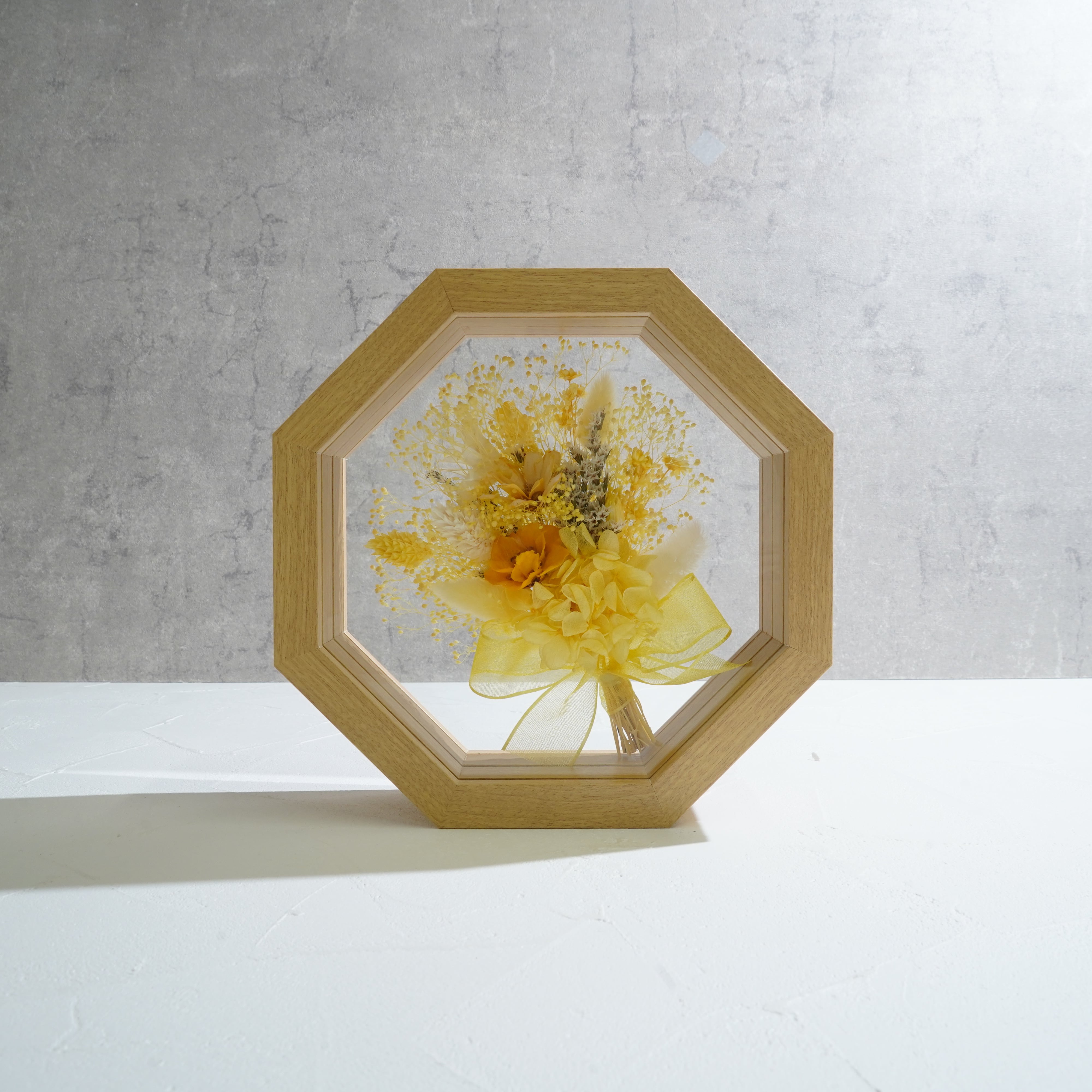 【イエロー】フレームフラワー 八角形 花束タイプ FO-59≪限定1点≫