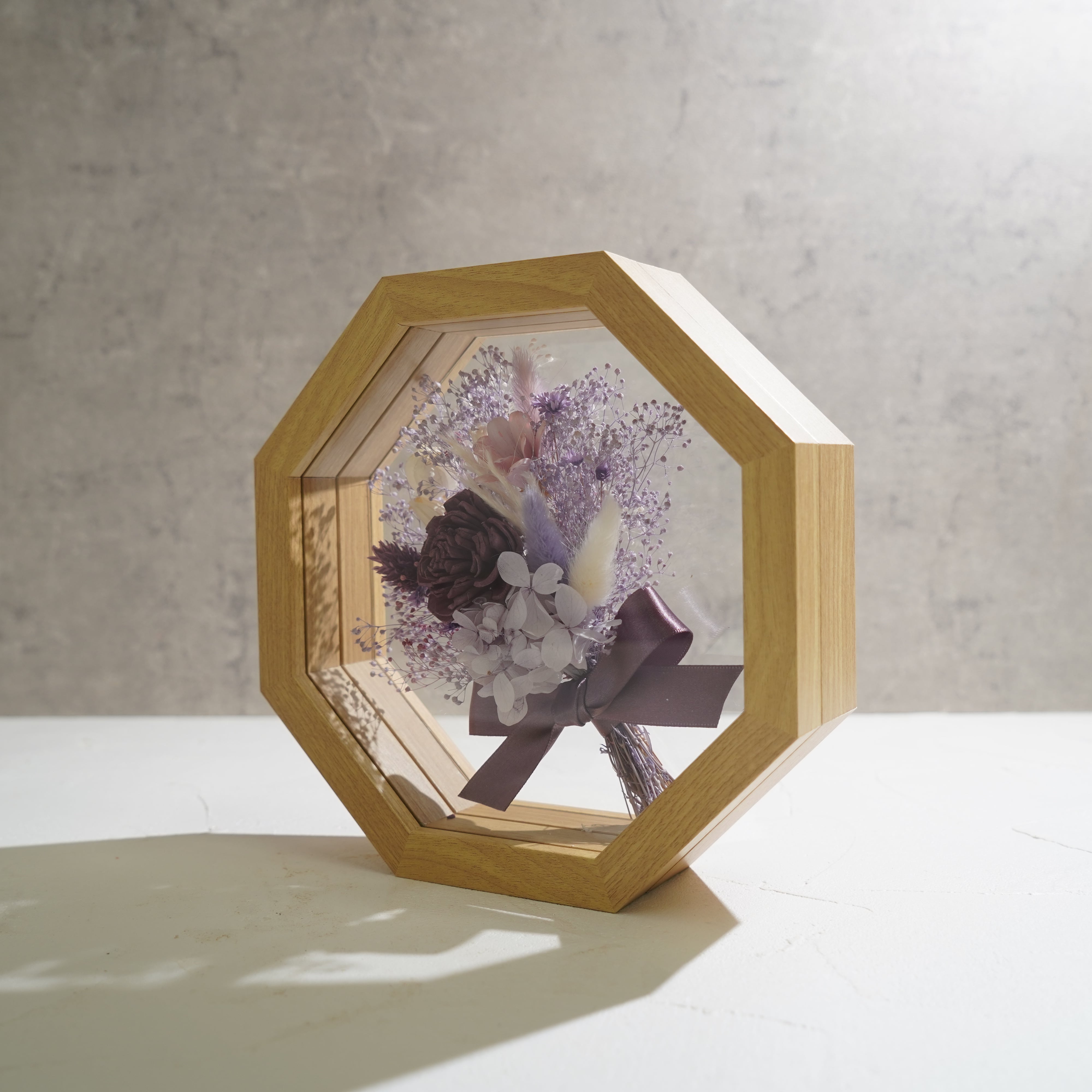 【パープル】フレームフラワー 八角形 花束タイプ FO-74≪限定1点≫