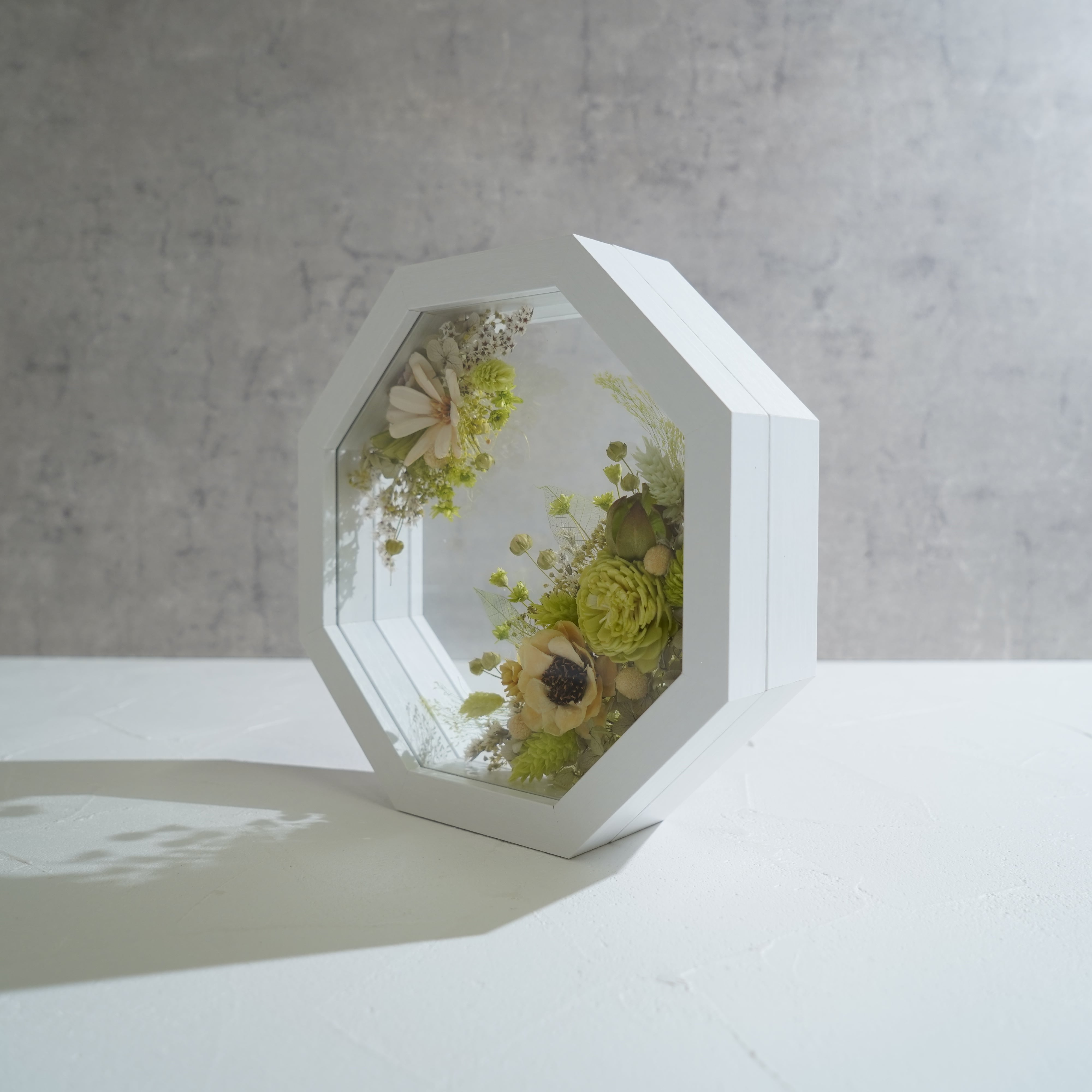 【グリーン】フレームフラワー 八角形 アートタイプ FO-61≪限定1点≫