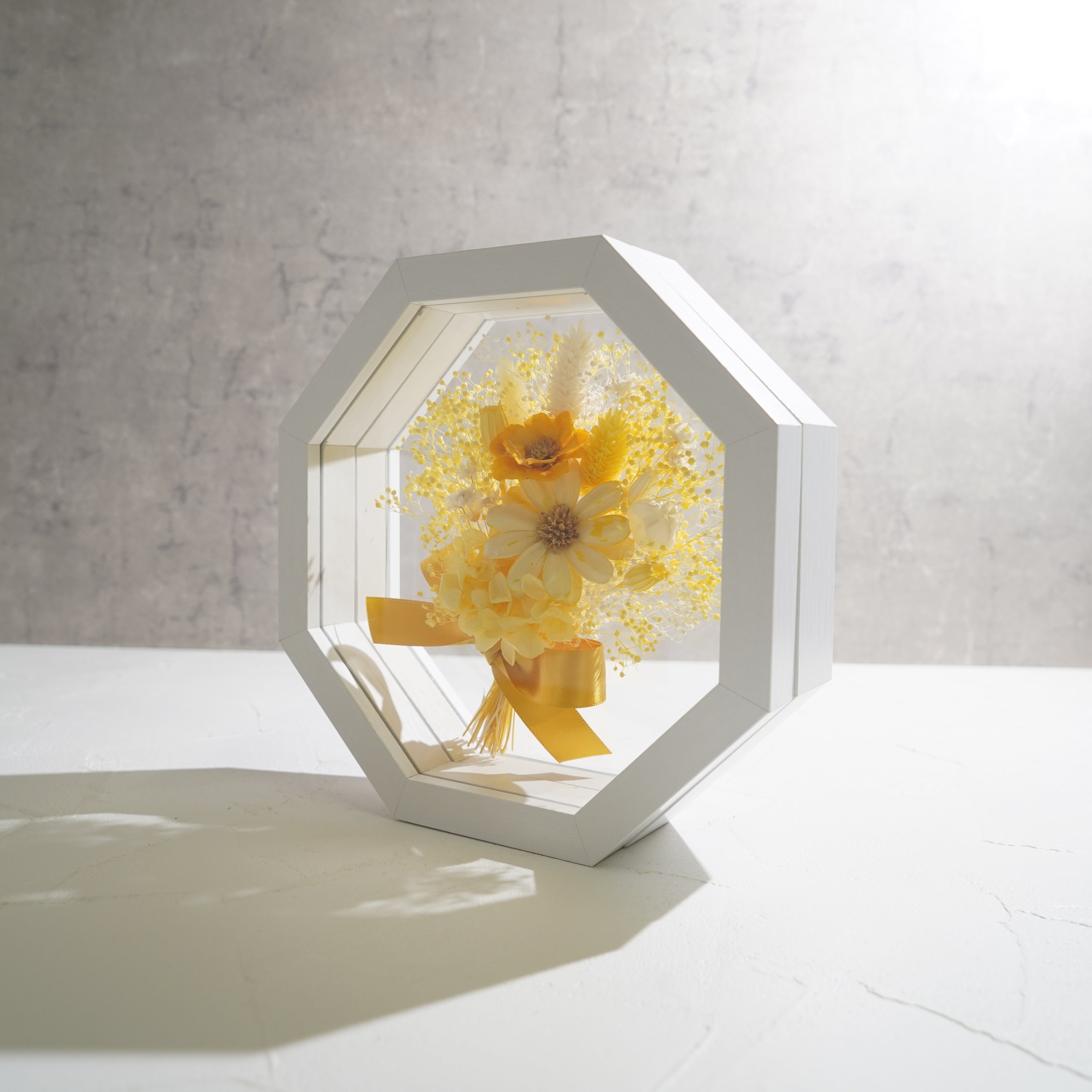 【イエロー】フレームフラワー 八角形 花束タイプ FO-80≪限定1点≫
