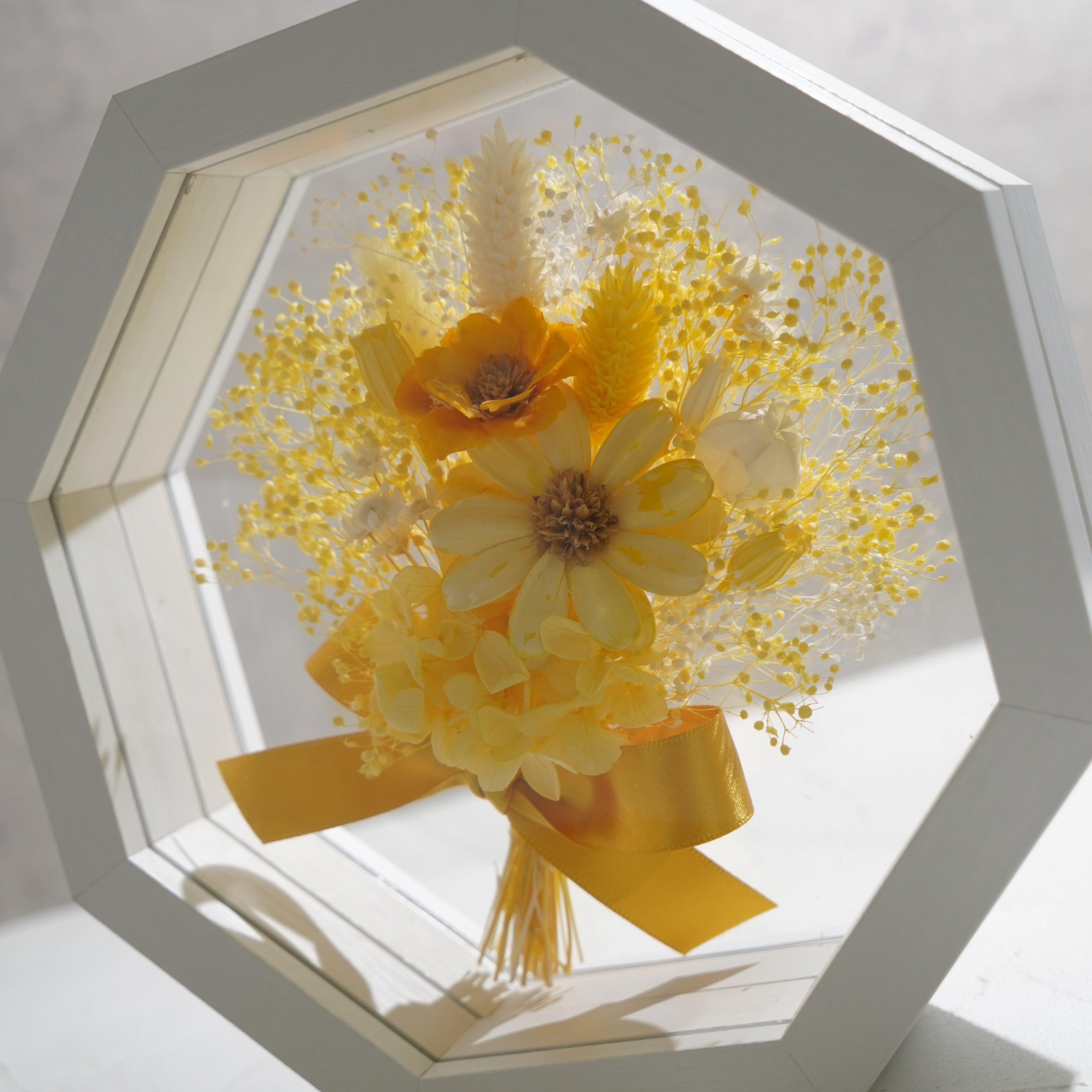 【イエロー】フレームフラワー 八角形 花束タイプ FO-80≪限定1点≫