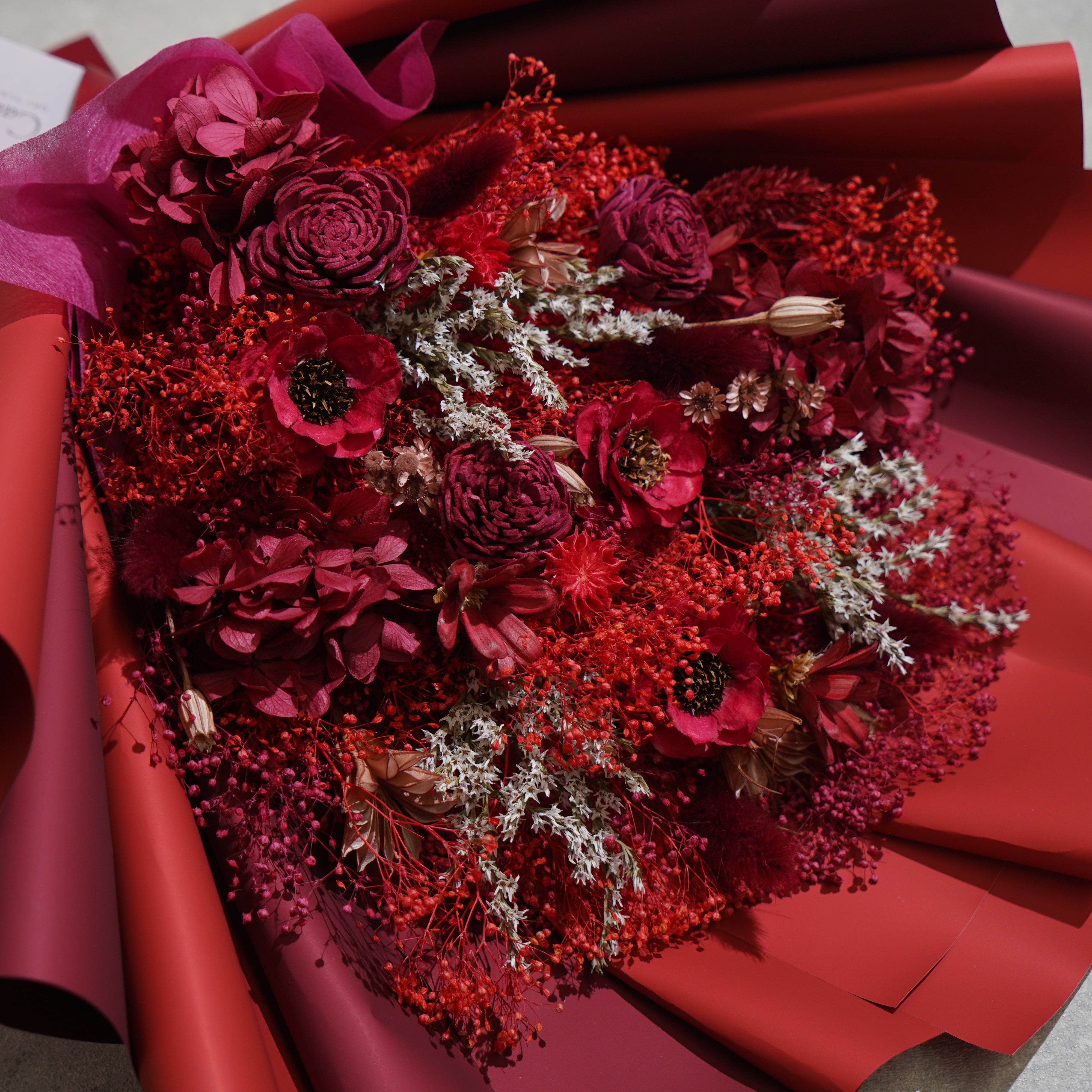 ドライフラワーの花束 Lサイズ レッド L-123≪限定1点≫