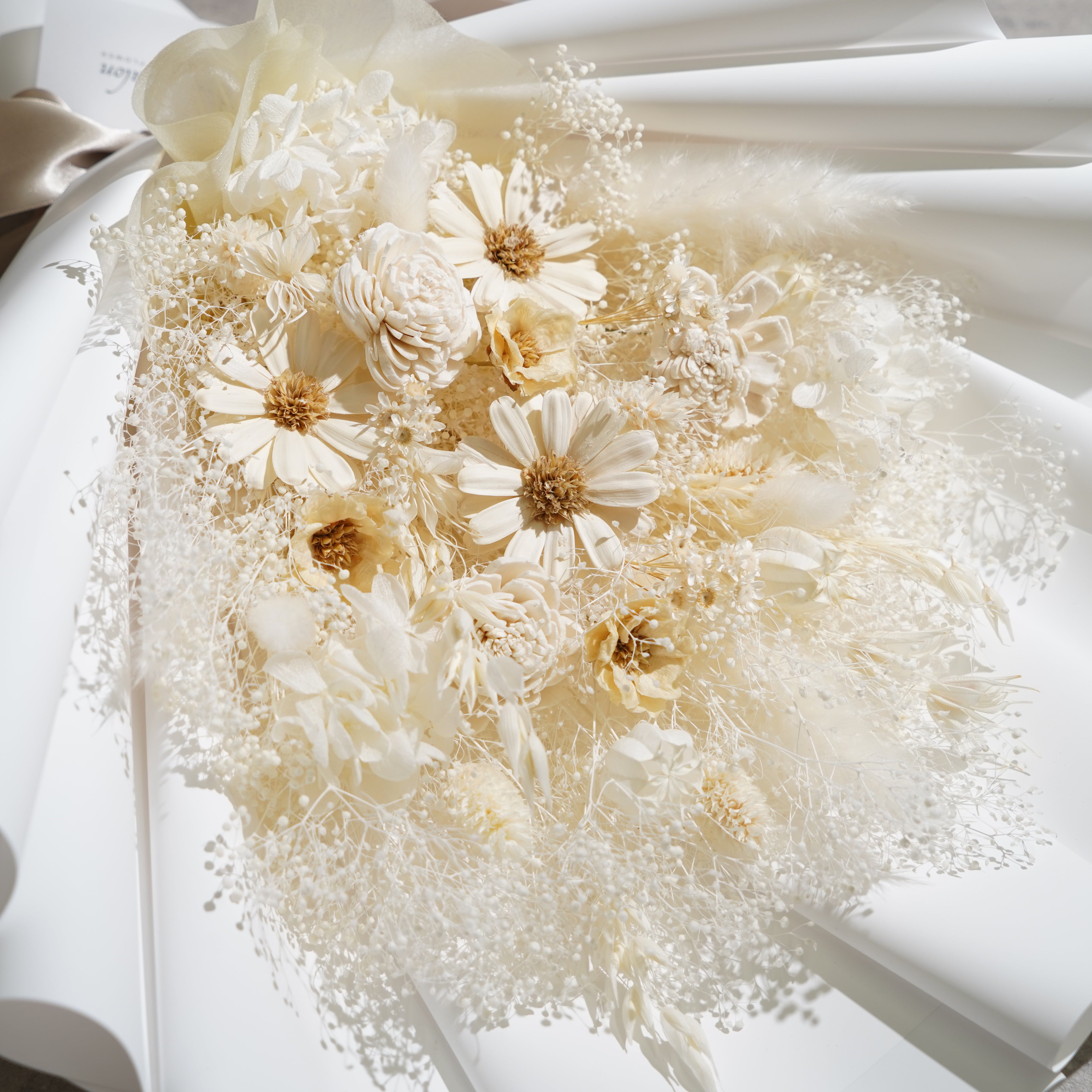 ドライフラワーの花束 Lサイズ ホワイト L-125≪限定1点≫