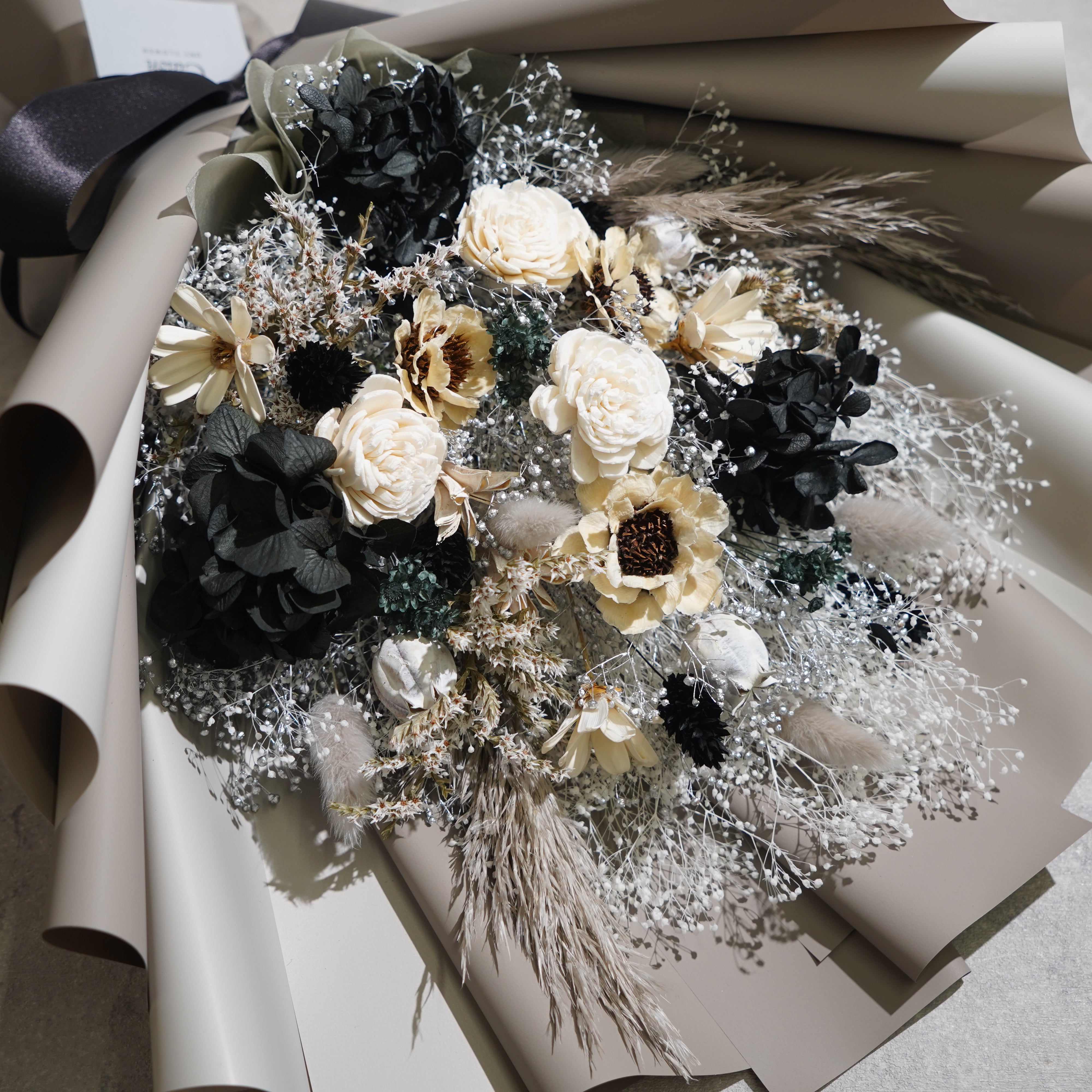 ドライフラワーの花束 Lサイズ グレー L-127≪限定1点≫