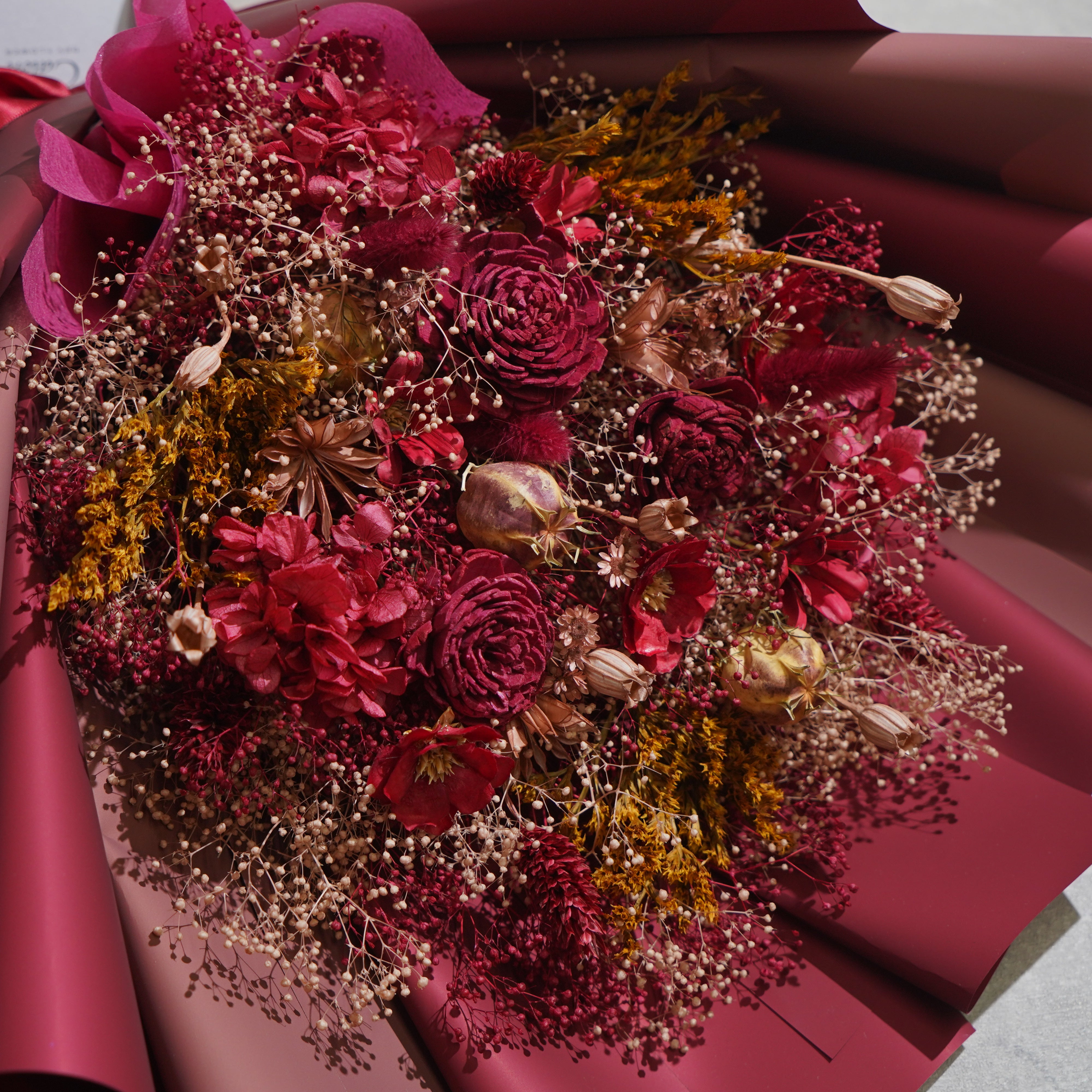 ドライフラワーの花束 Lサイズ レッド L-142≪限定1点≫