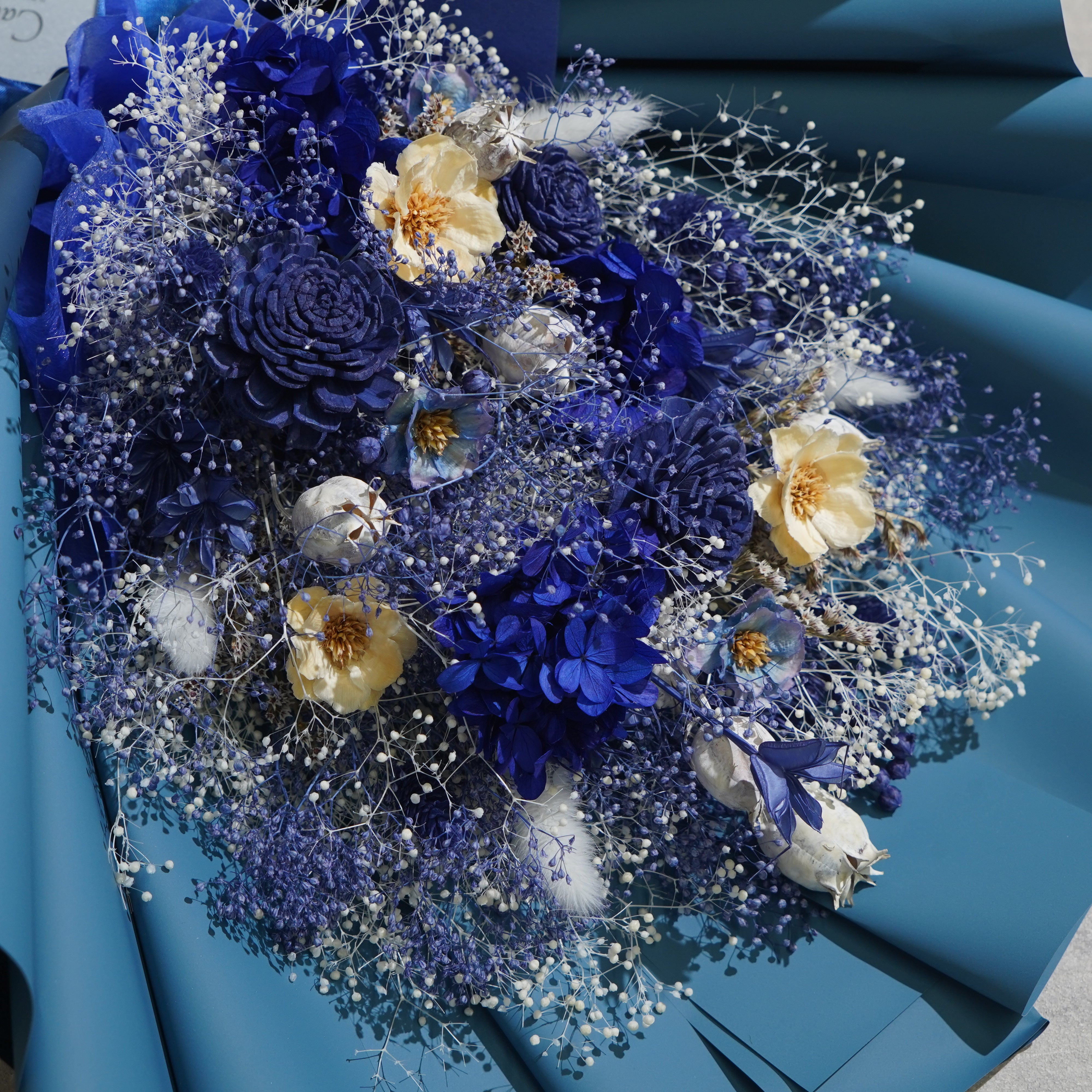 ドライフラワーの花束 Lサイズ ブルー L-143≪限定1点≫