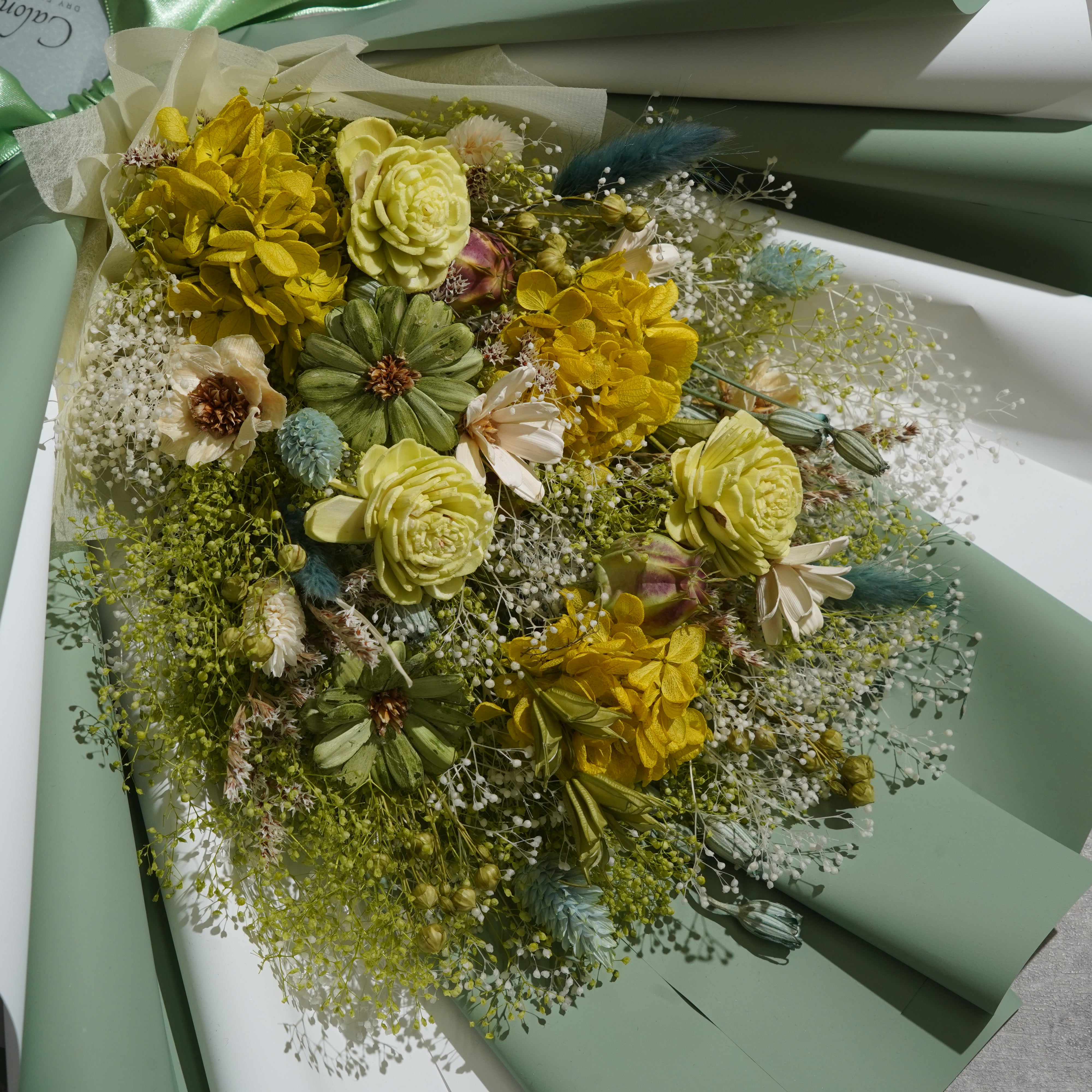 ドライフラワーの花束 Lサイズ グリーン L-150≪限定1点≫