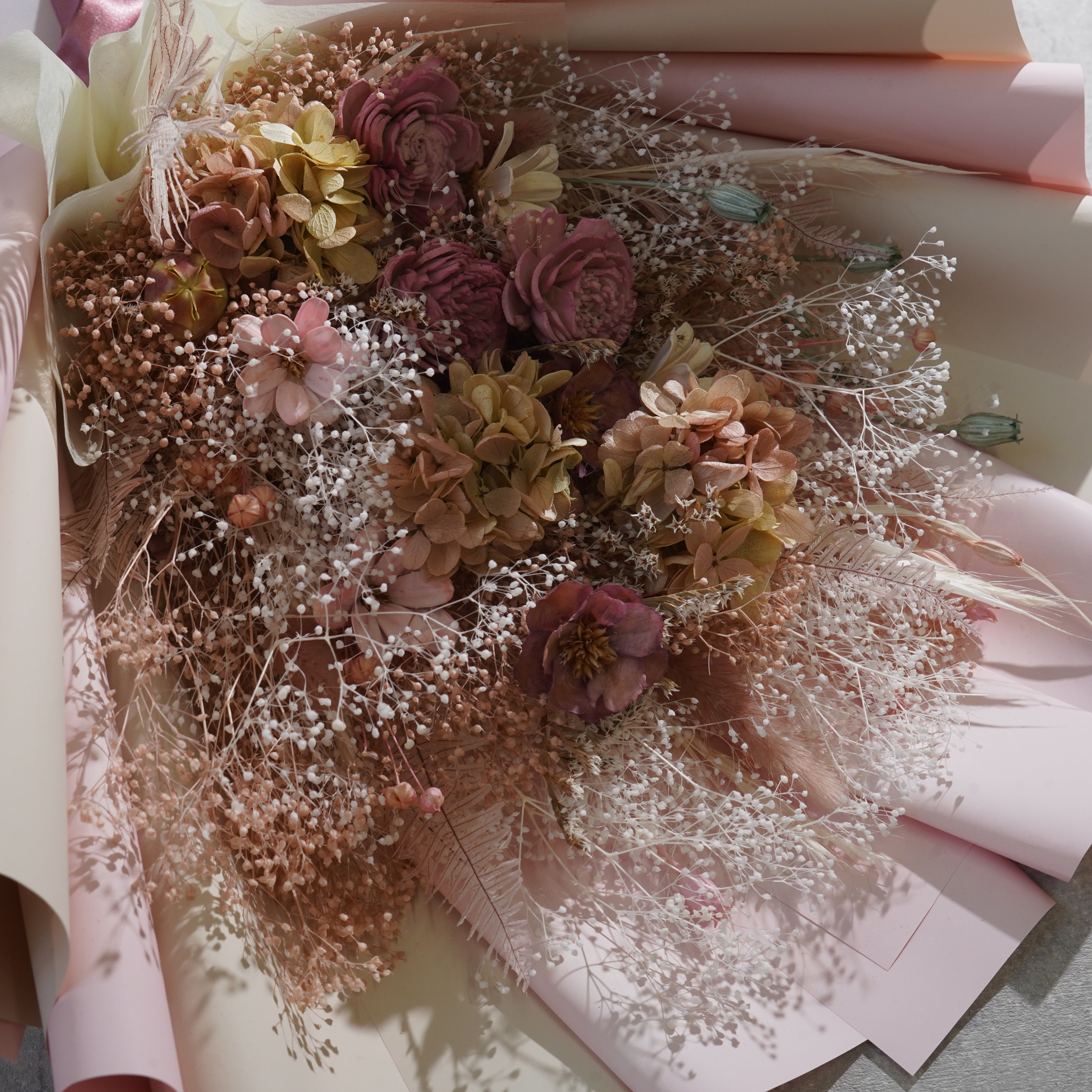 ドライフラワーの花束 Lサイズ ピンク L-157≪限定1点≫