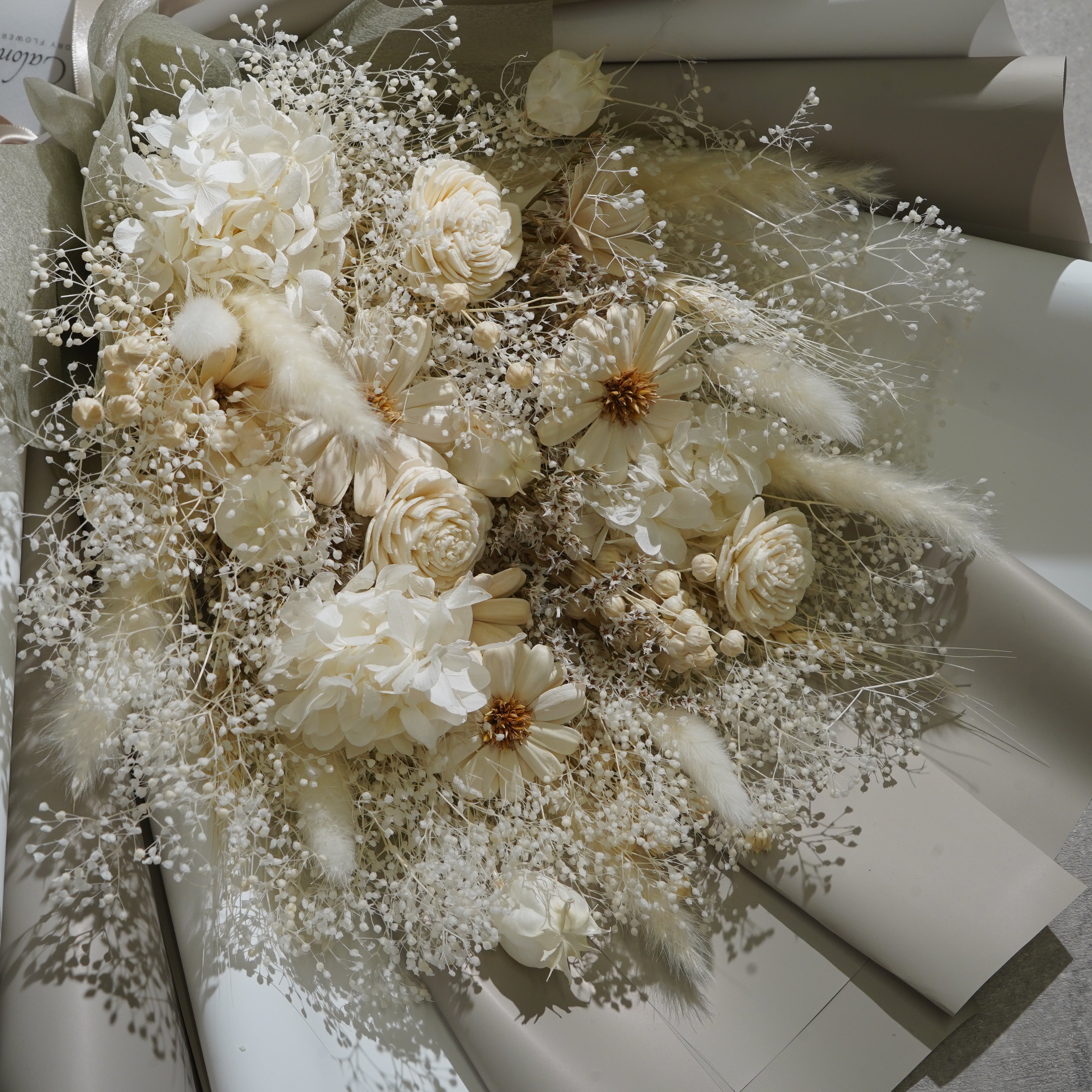 ドライフラワーの花束 Lサイズ ホワイト L-159≪限定1点≫