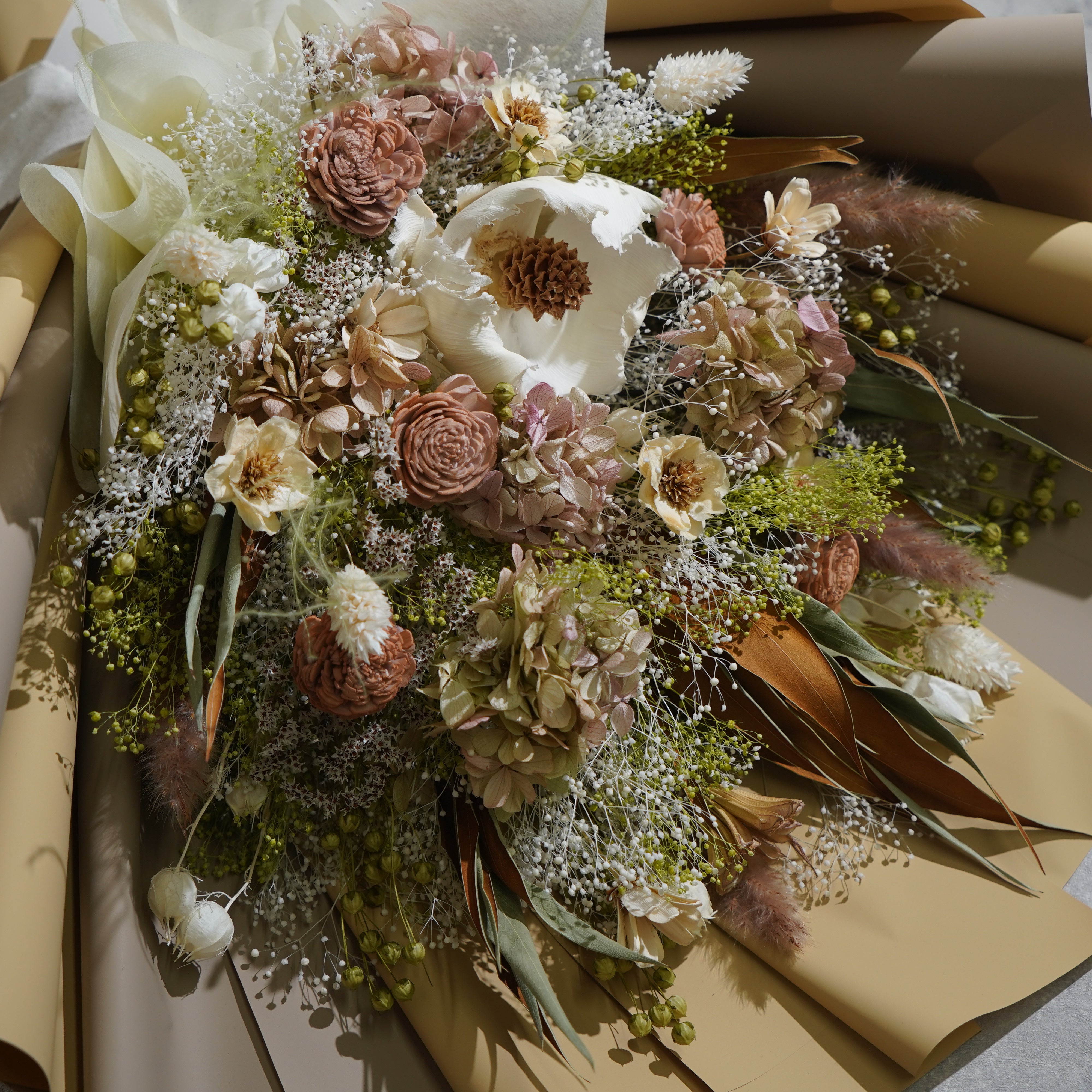 ドライフラワーの花束 LLサイズ ベージュ LL-35≪限定1点≫