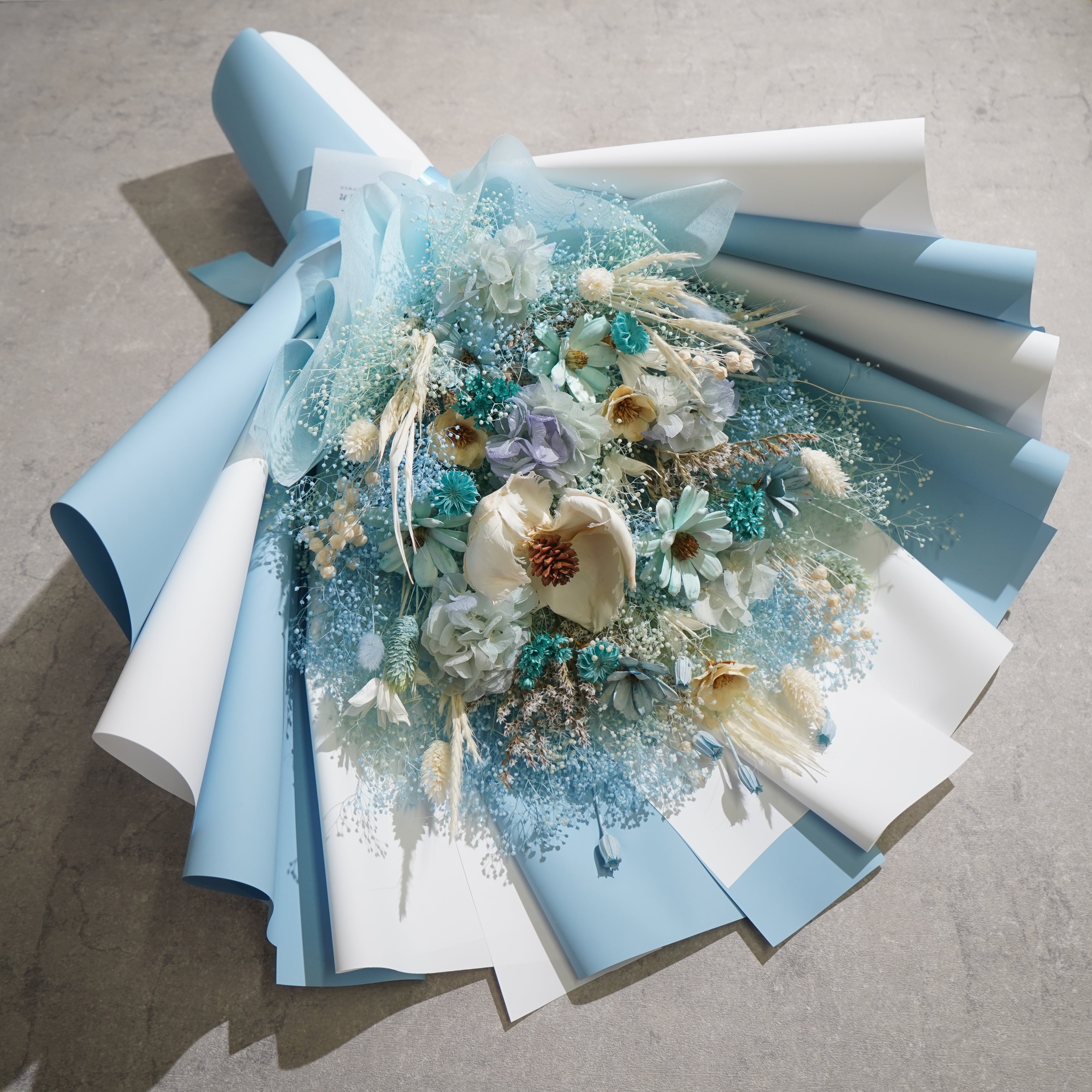 ドライフラワーの花束 LLサイズ ライトブルー LL-43≪限定1点≫