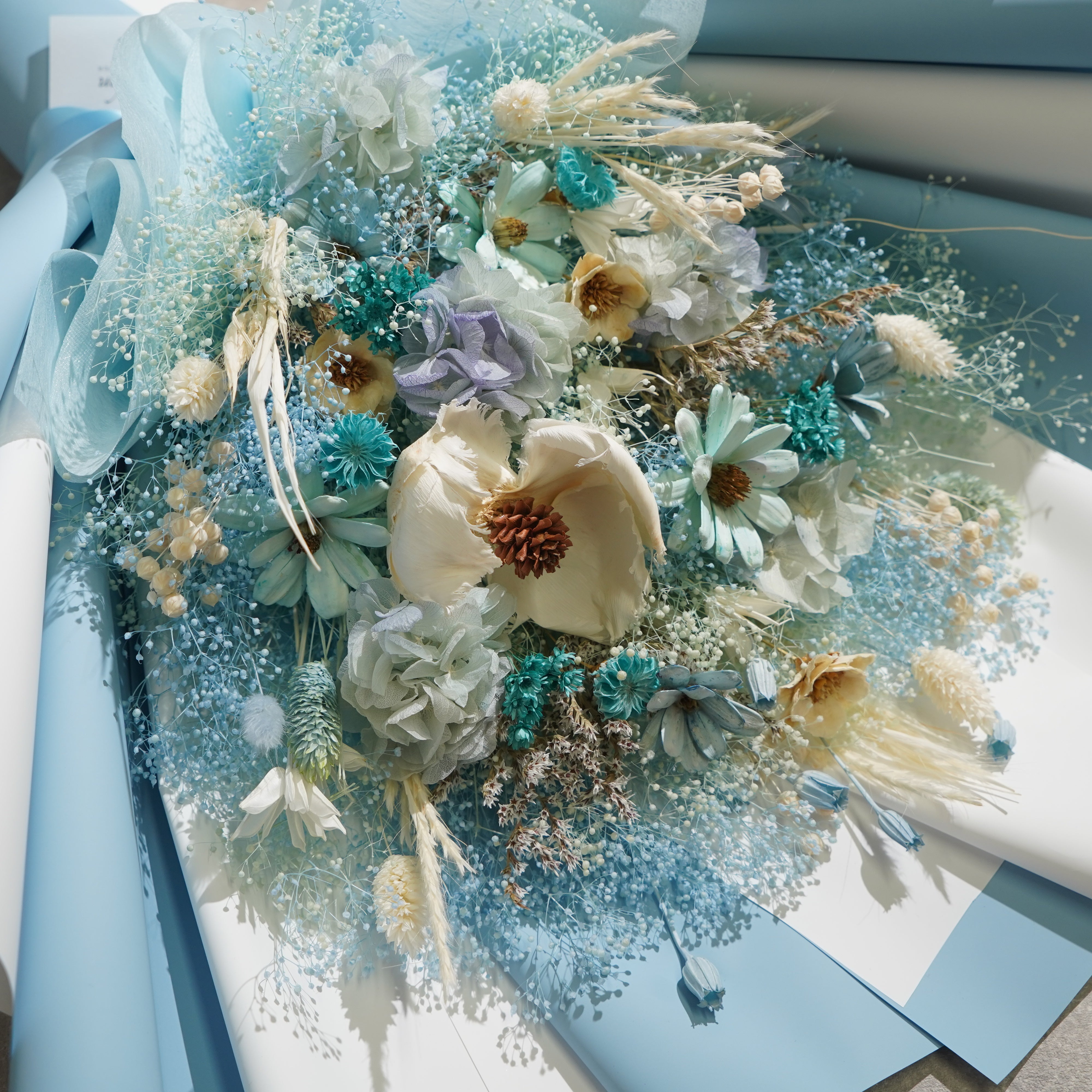 ドライフラワーの花束 LLサイズ ライトブルー LL-43≪限定1点≫