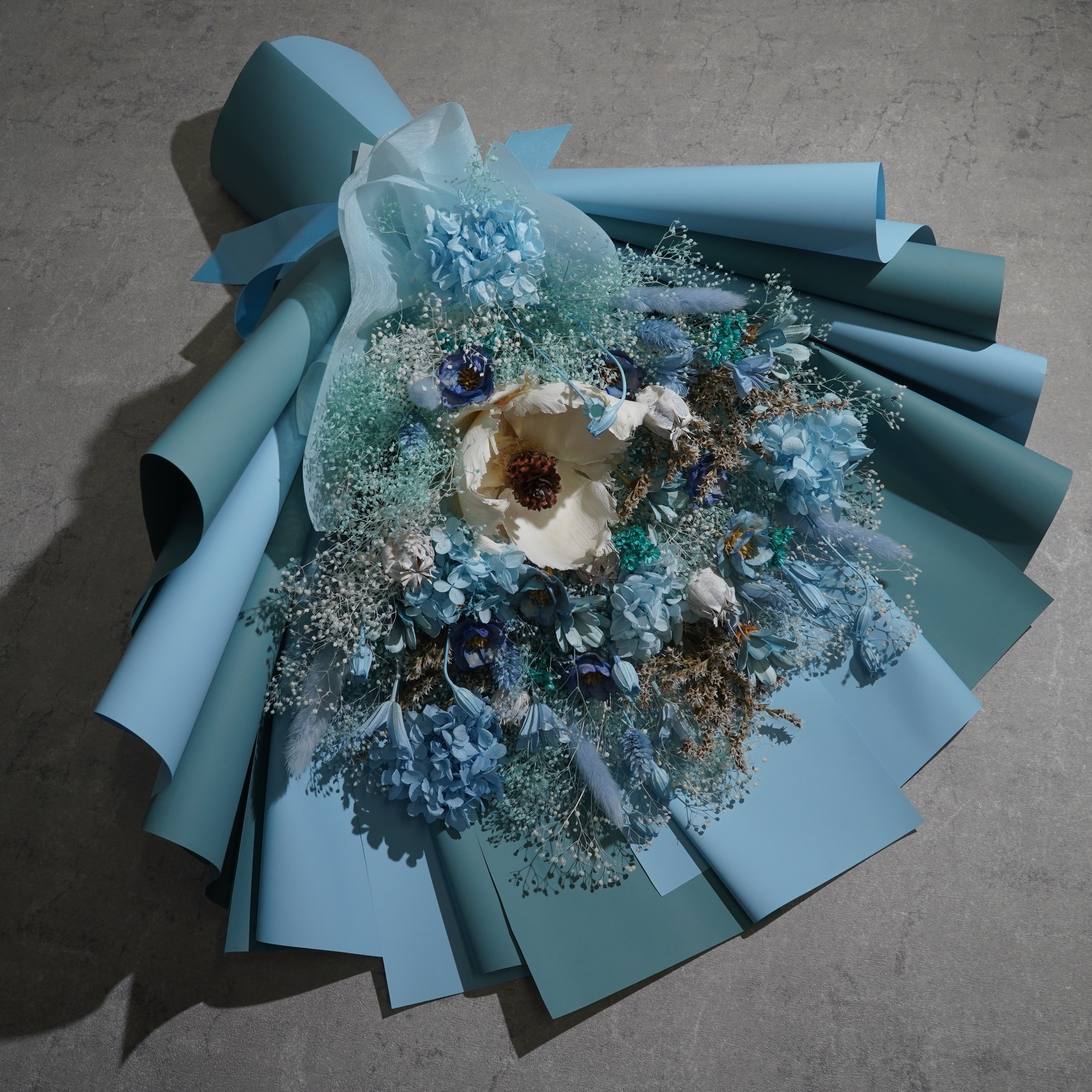 ドライフラワーの花束 LLサイズ ライトブルー LL-50≪限定1点≫