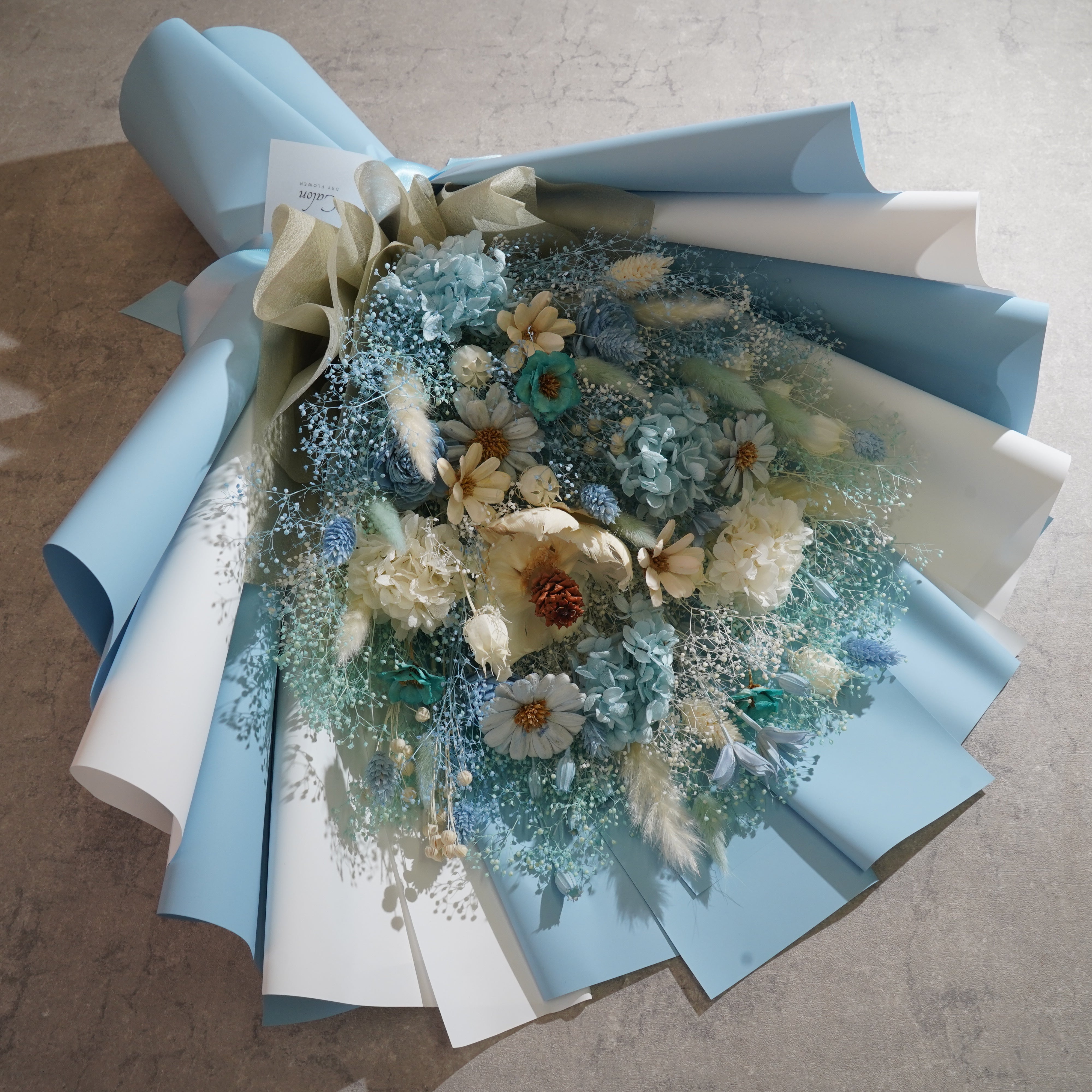 ドライフラワーの花束 LLサイズ ライトブルー LL-54≪限定1点≫