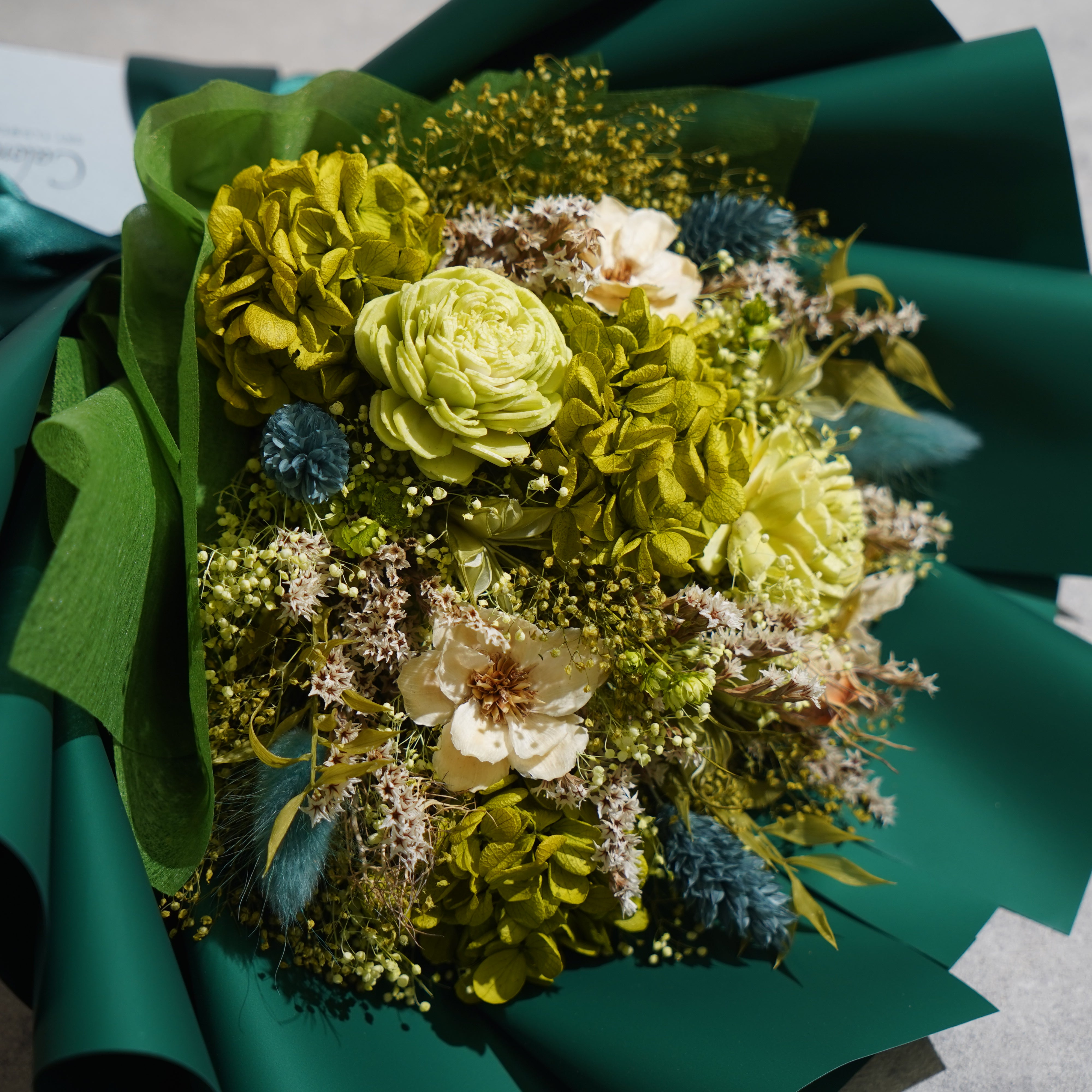 ドライフラワーの花束 Mサイズ グリーン M-609≪限定1点≫