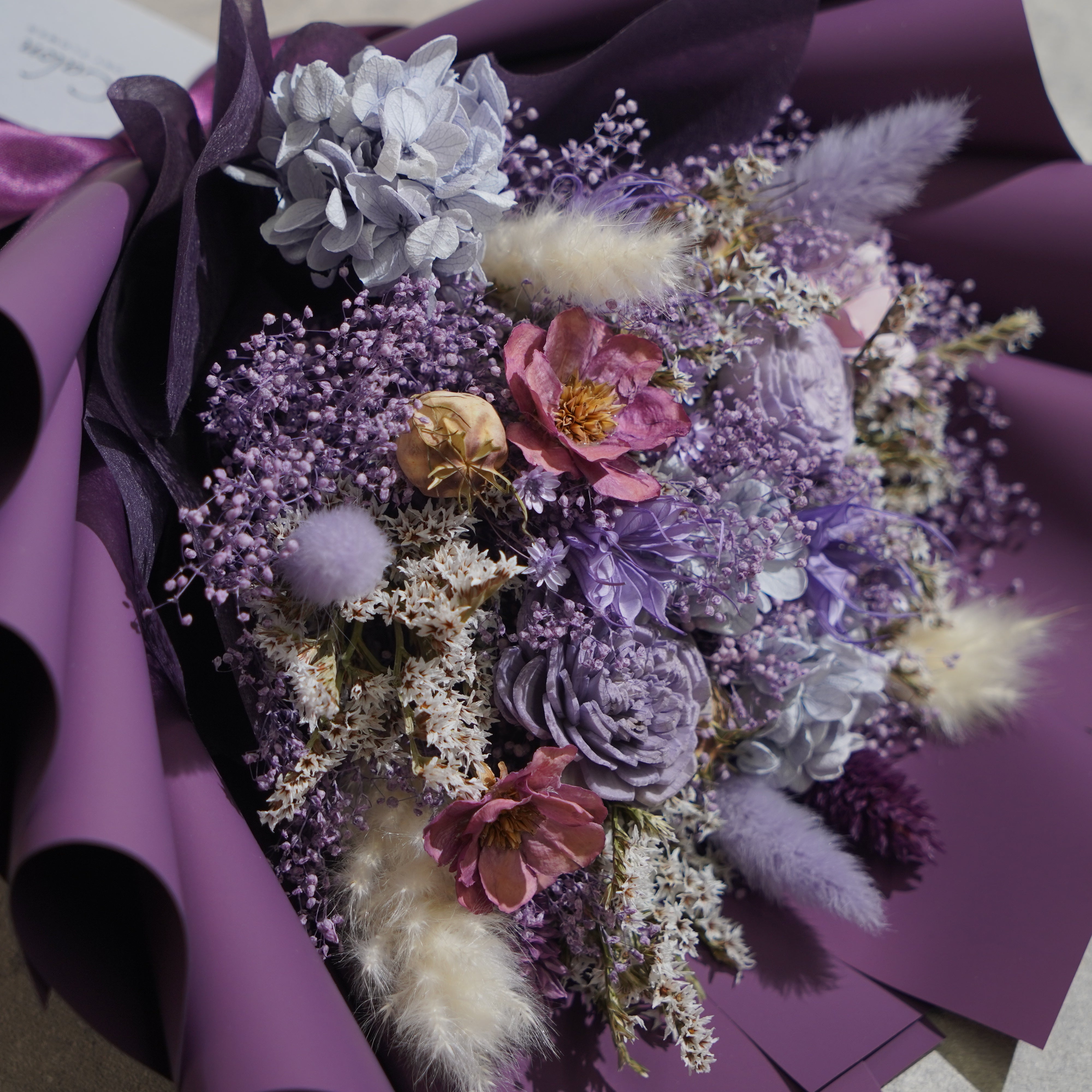 ドライフラワーの花束 Mサイズ パープル M-624≪限定1点≫
