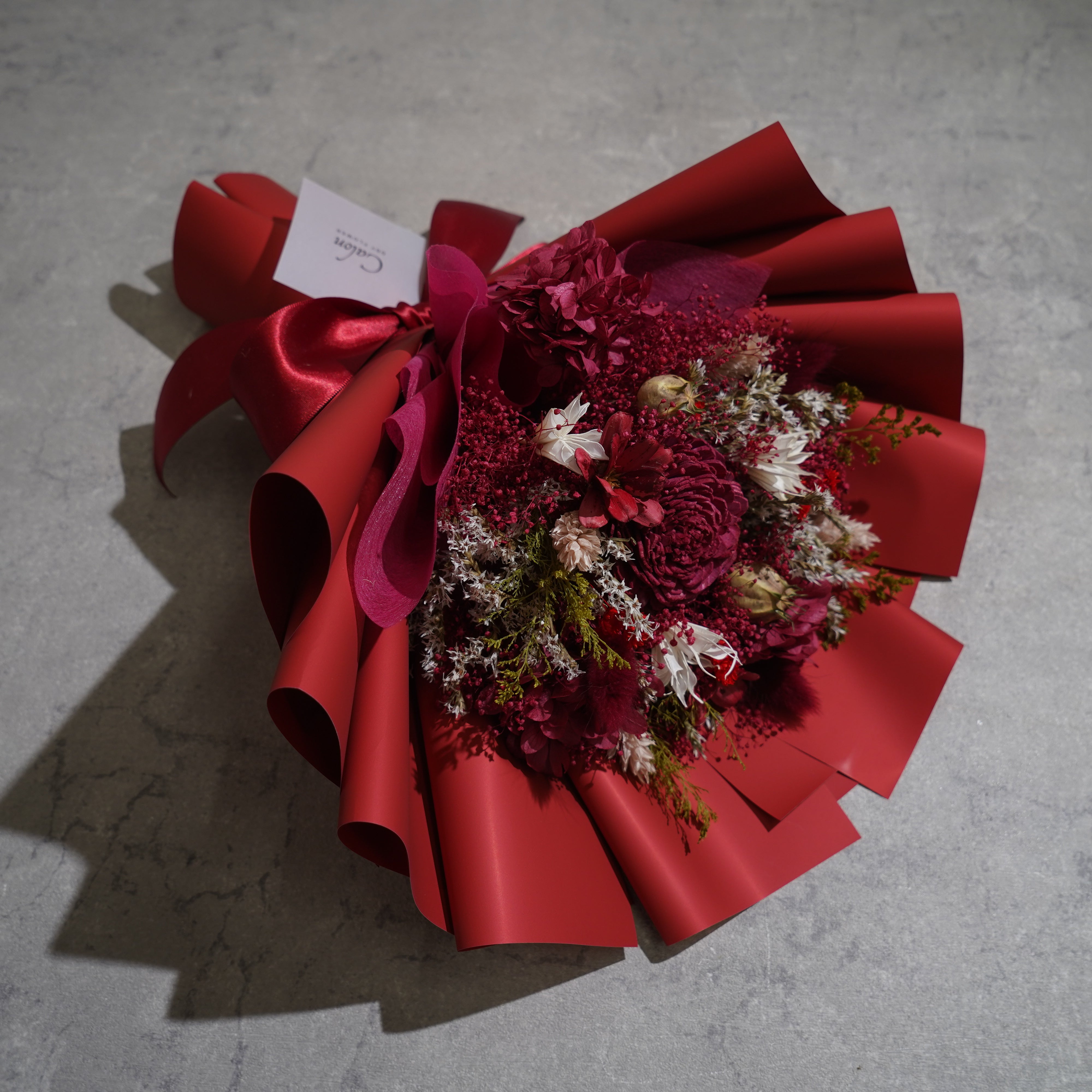 ドライフラワーの花束 Mサイズ レッド M-627≪限定1点≫