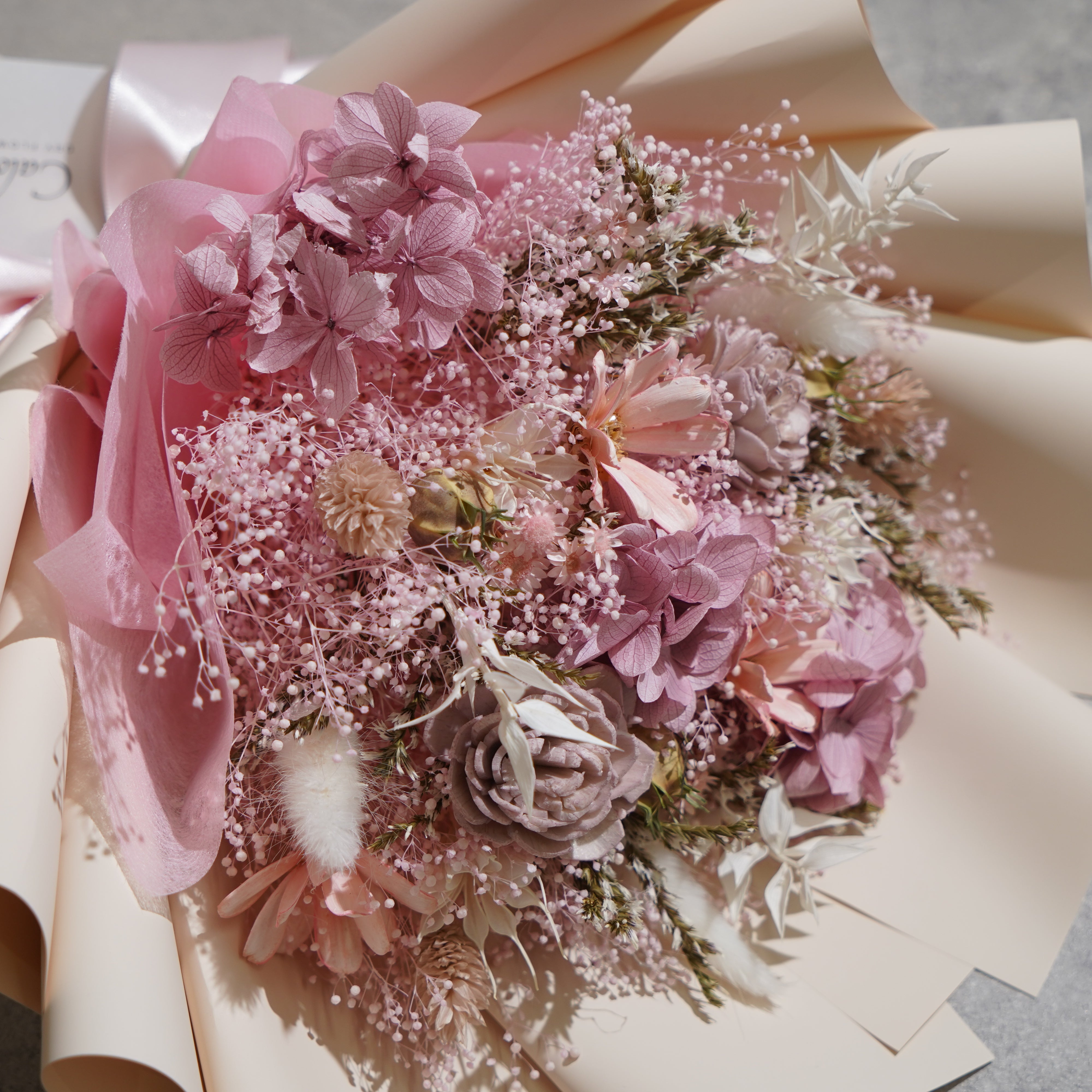 ドライフラワーの花束 Mサイズ ライトピンク M-628≪限定1点≫