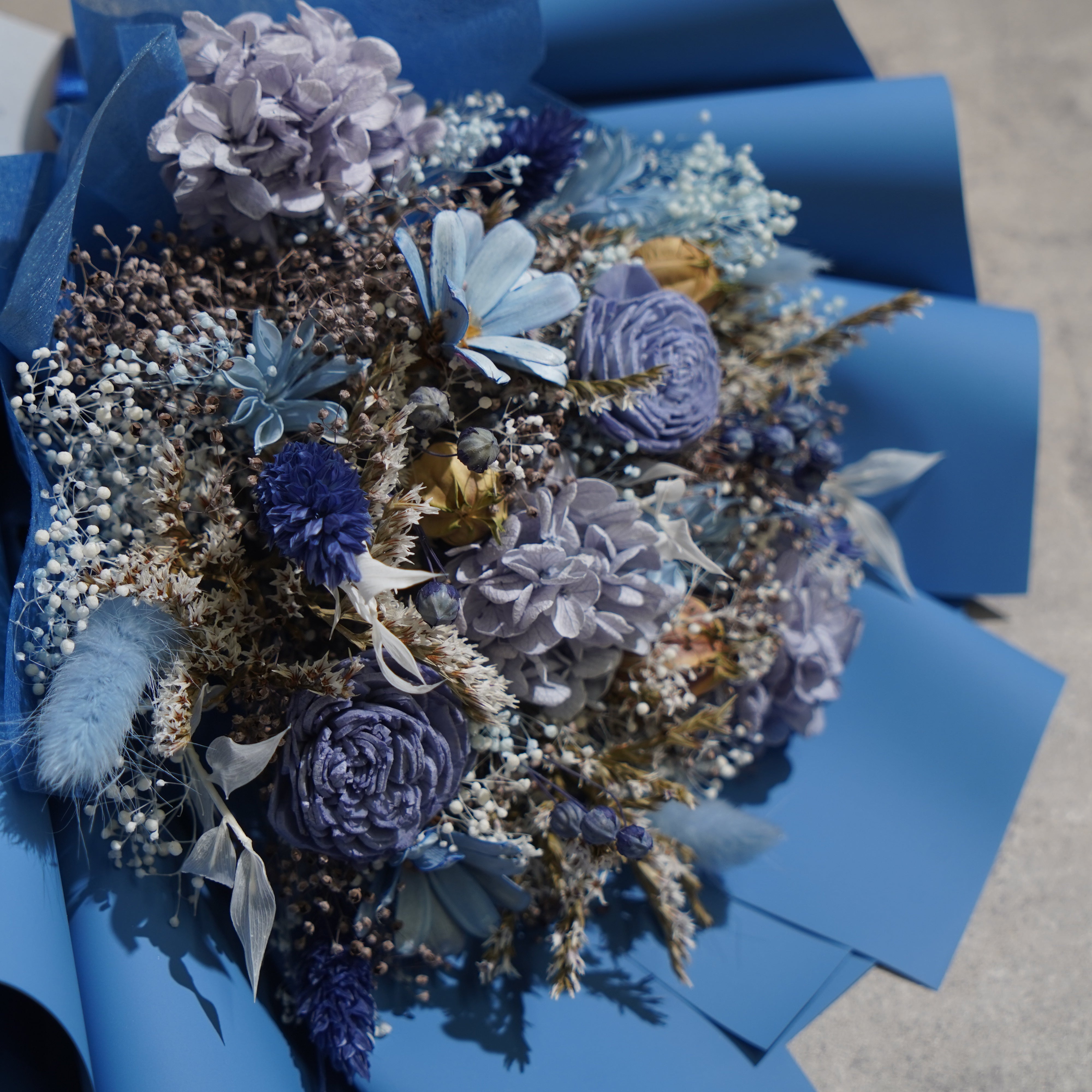 ドライフラワーの花束 Mサイズ ブルー M-629≪限定1点≫