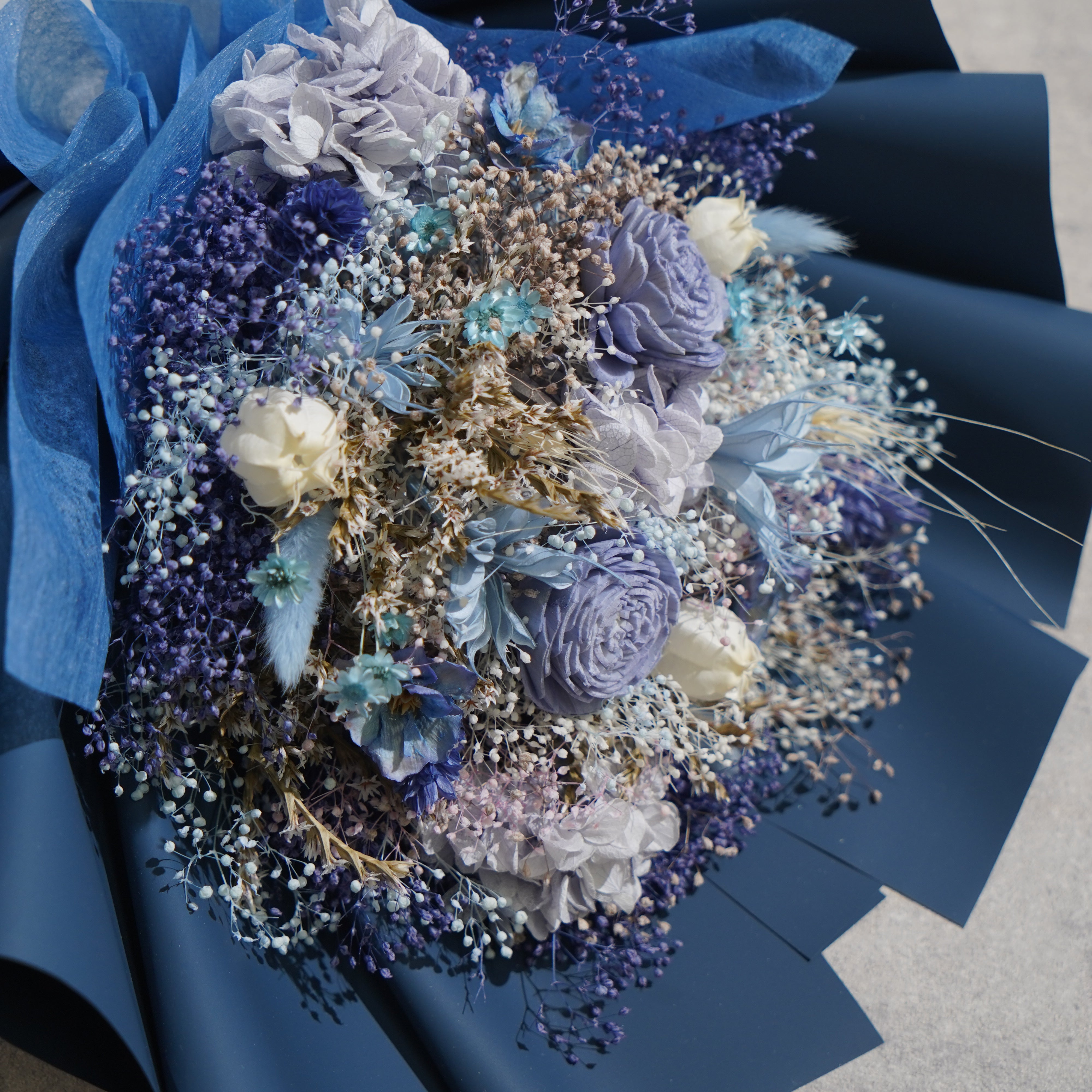 ドライフラワーの花束 Mサイズ ブルー M-639≪限定1点≫