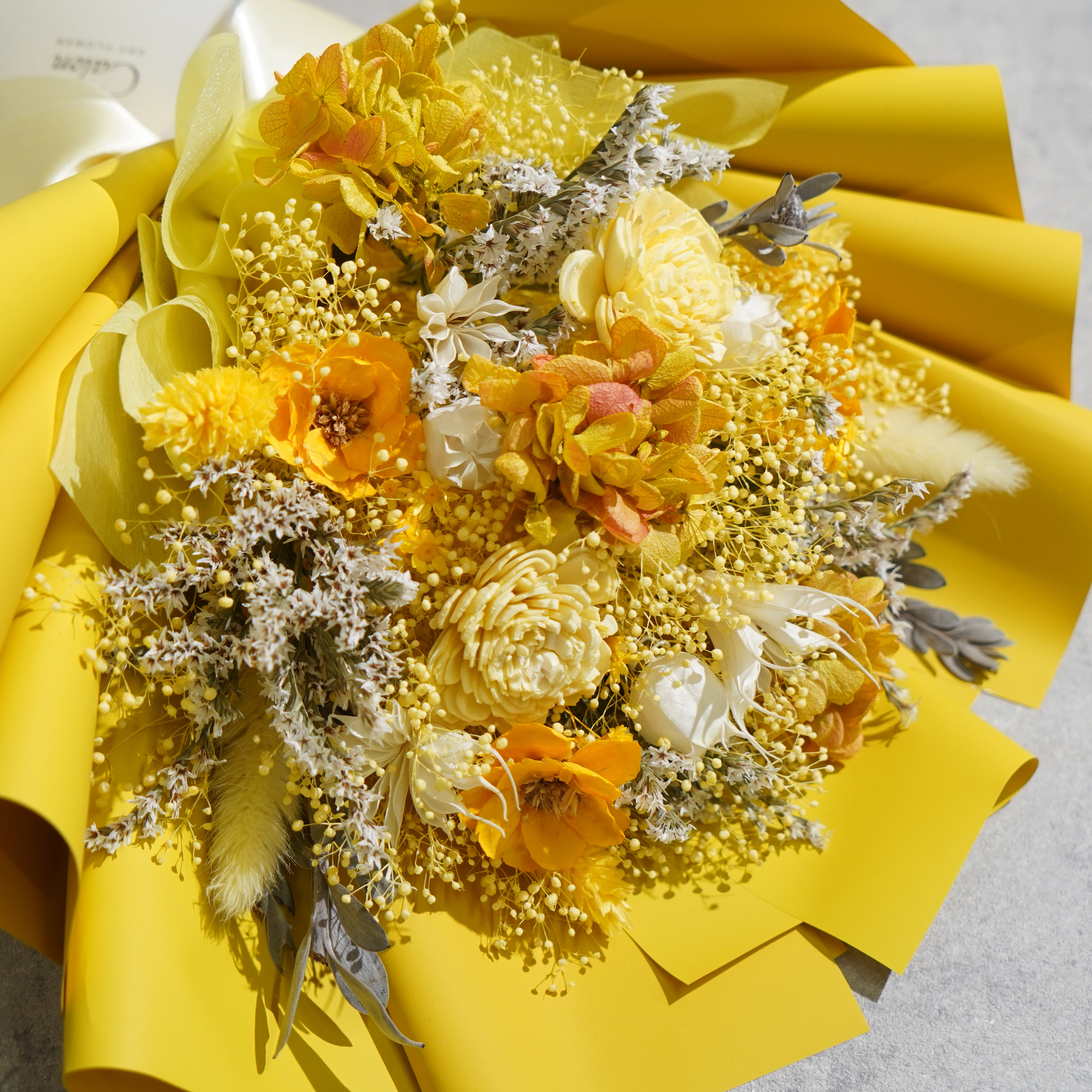 ドライフラワーの花束 Mサイズ イエロー M-651≪限定1点≫