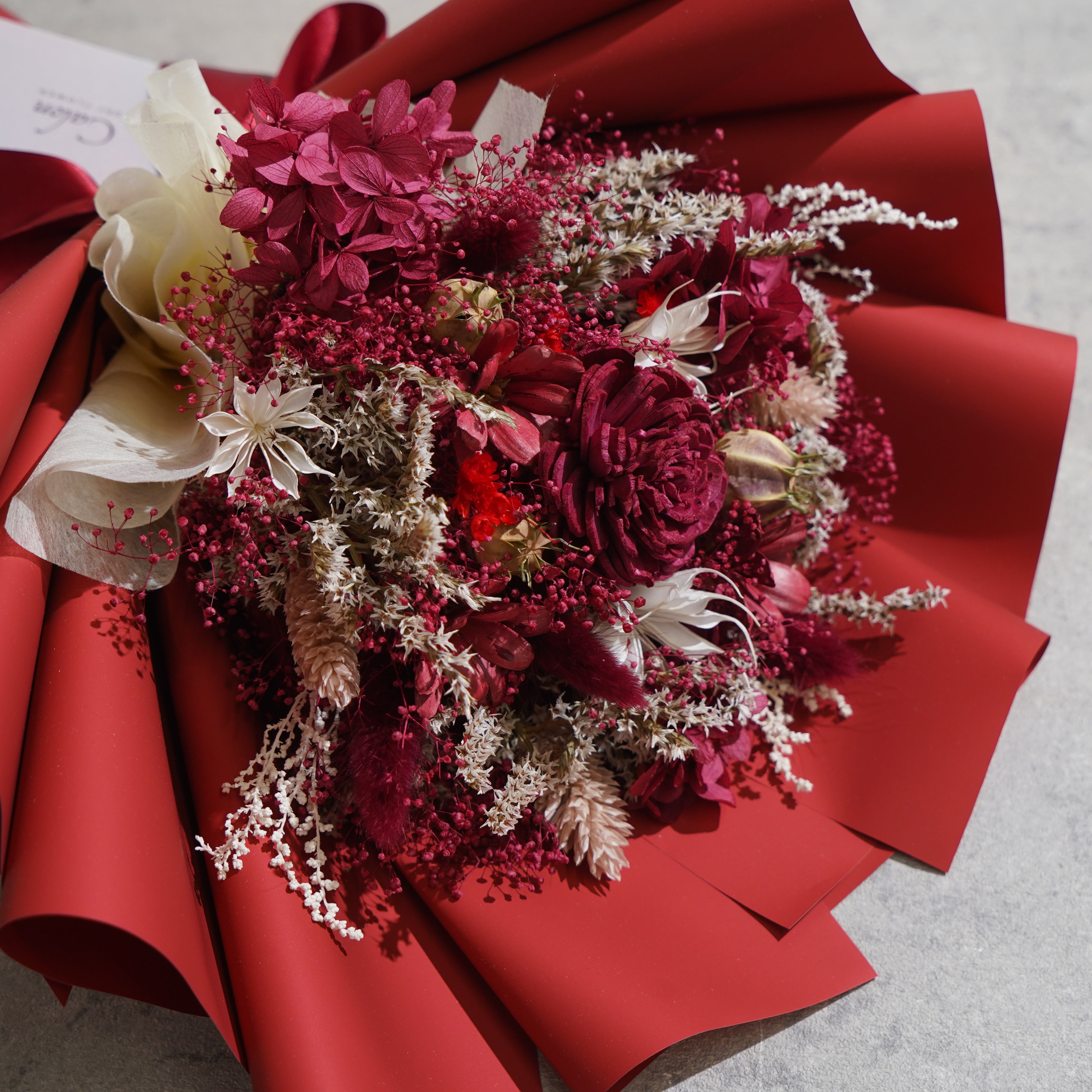 ドライフラワーの花束 Mサイズ レッド M-656≪限定1点≫