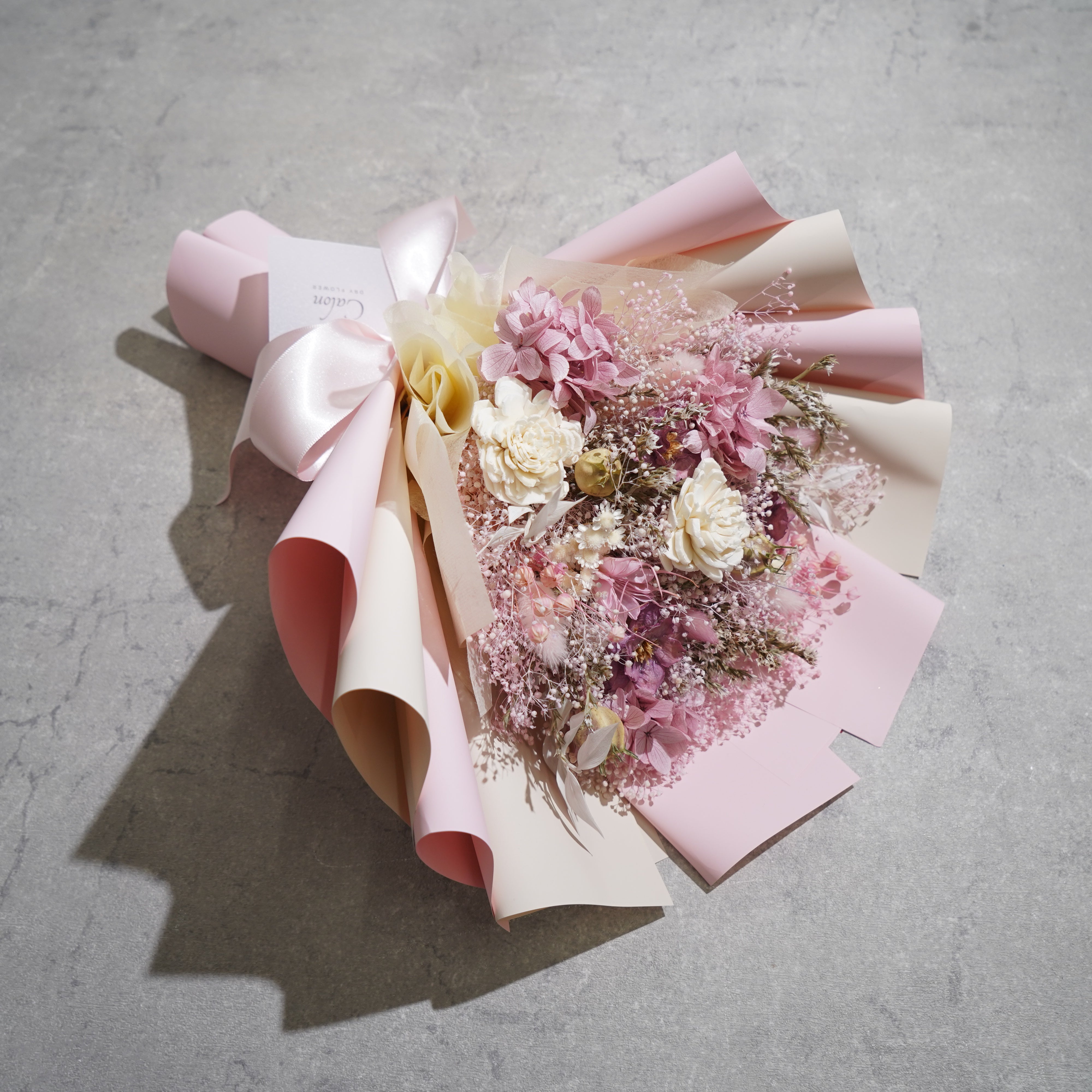 ドライフラワーの花束 Mサイズ ライトピンク M-677≪限定1点≫