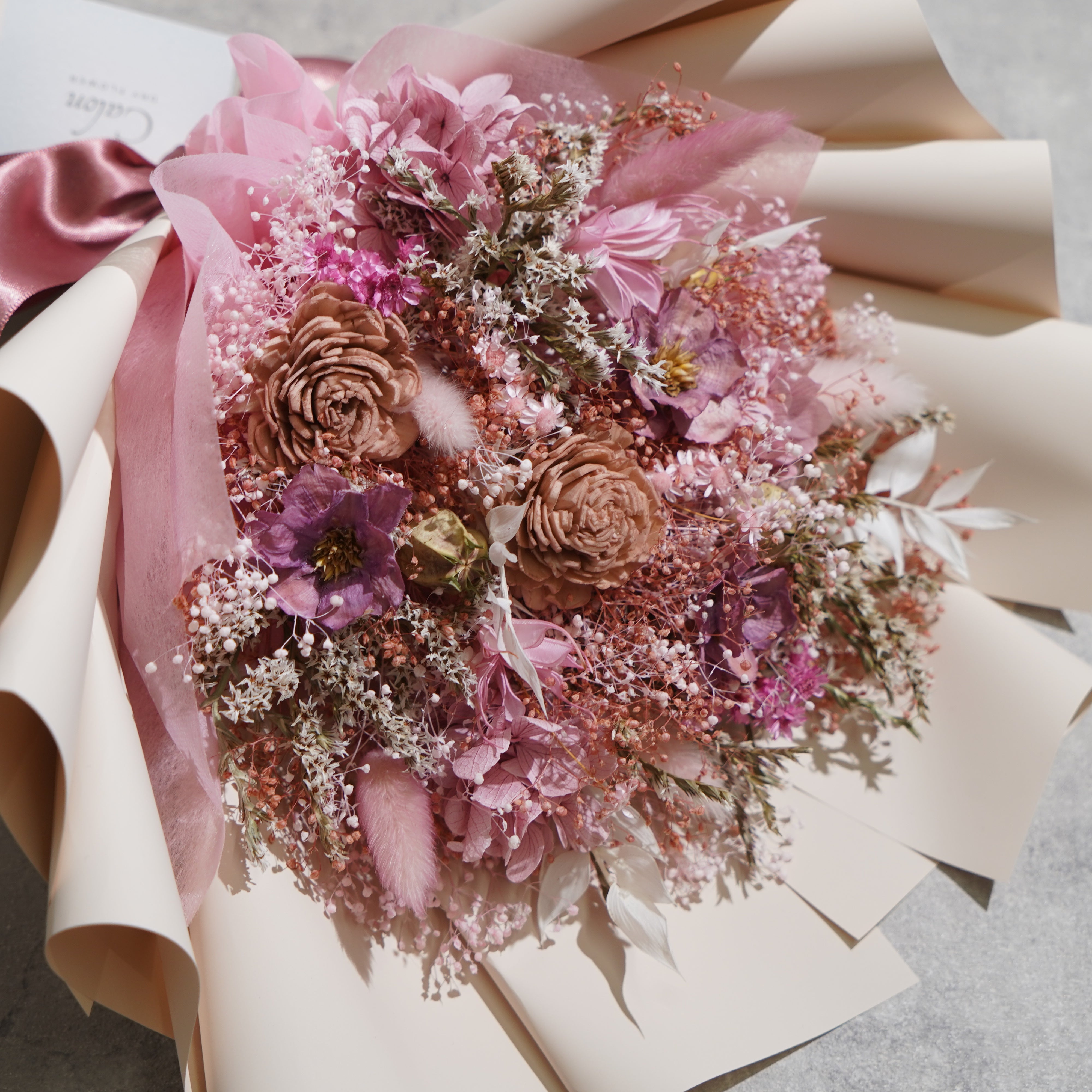 ドライフラワーの花束 Mサイズ ライトピンク M-681≪限定1点≫