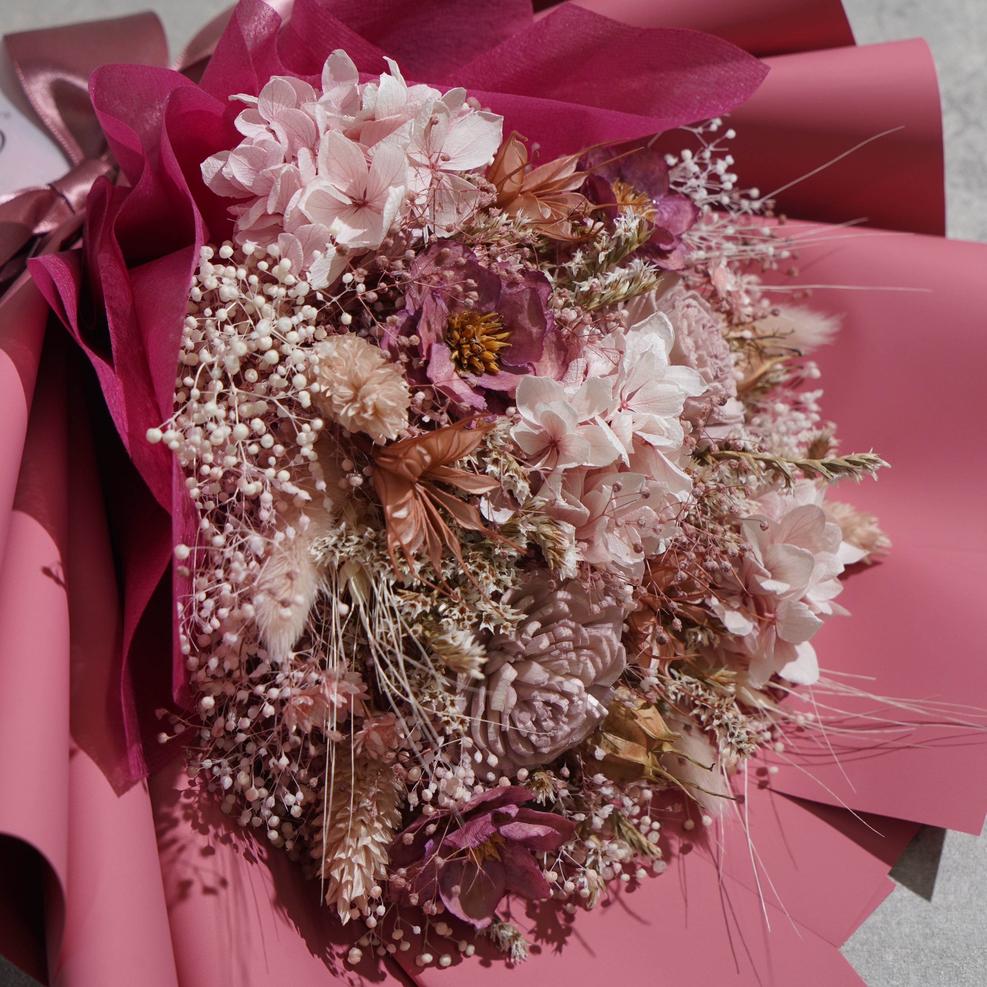 ドライフラワーの花束 Mサイズ ピンク M-732≪限定1点≫