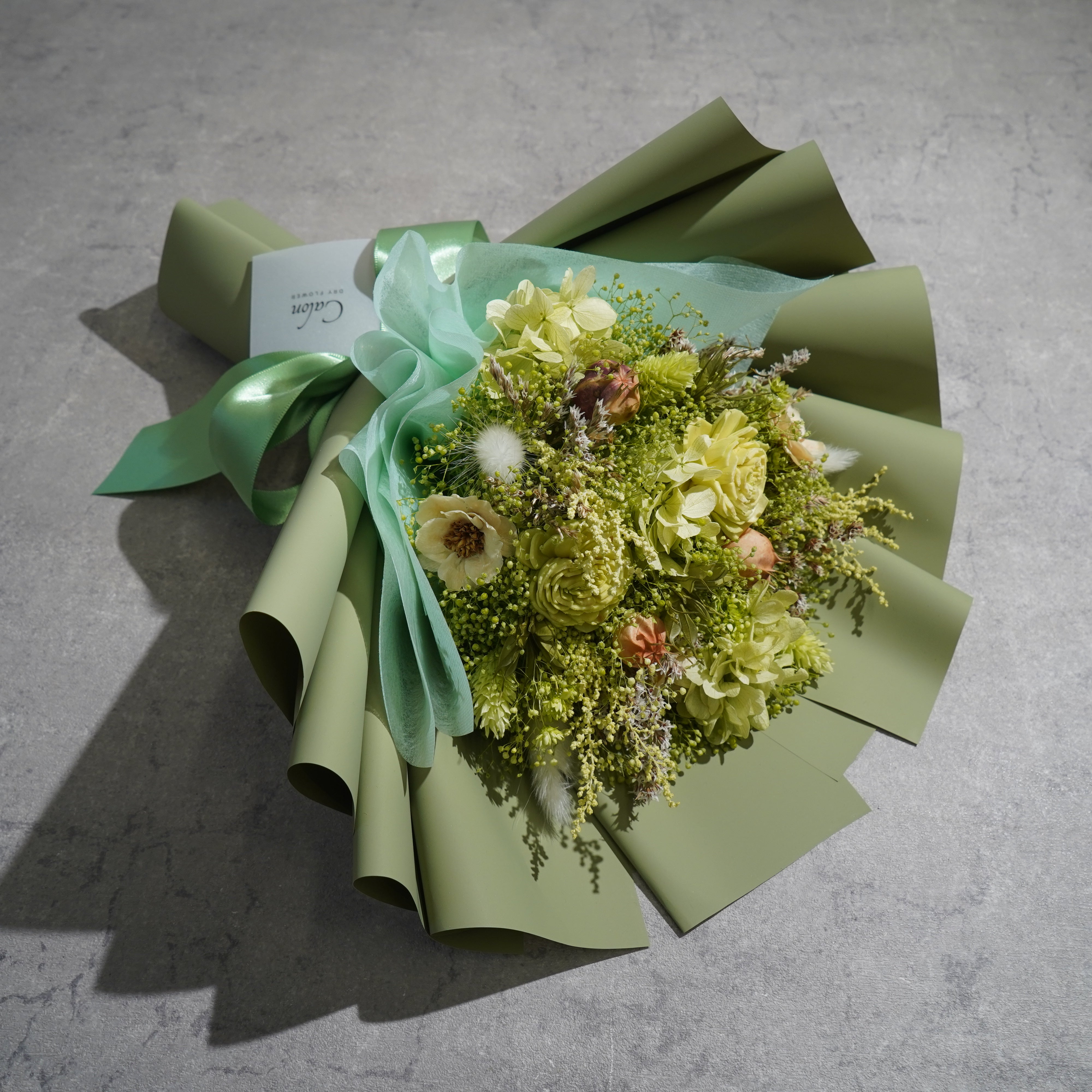 ドライフラワーの花束 Mサイズ ライトグリーン M-735≪限定1点≫