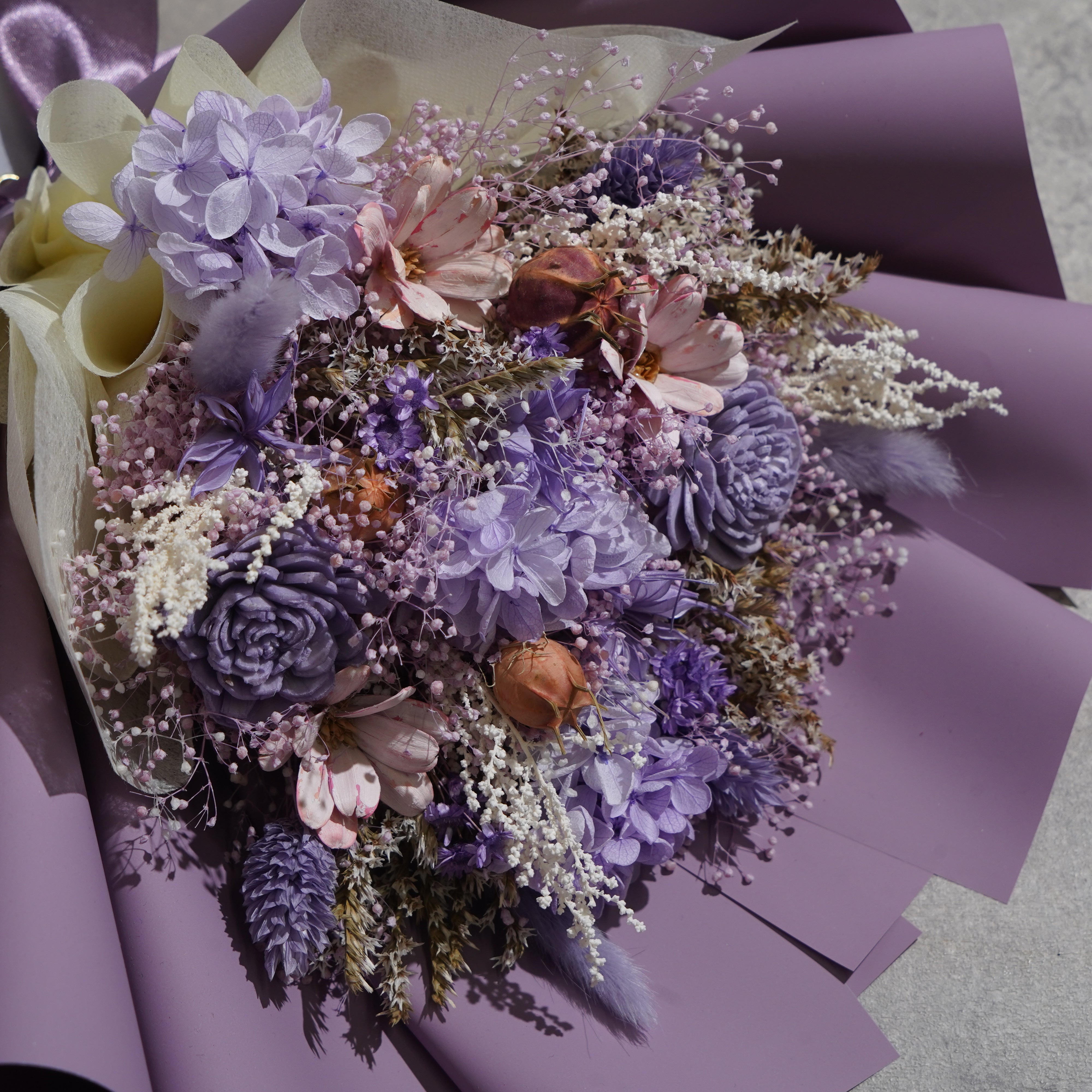 ドライフラワーの花束 Mサイズ ライトパープル M-739≪限定1点≫