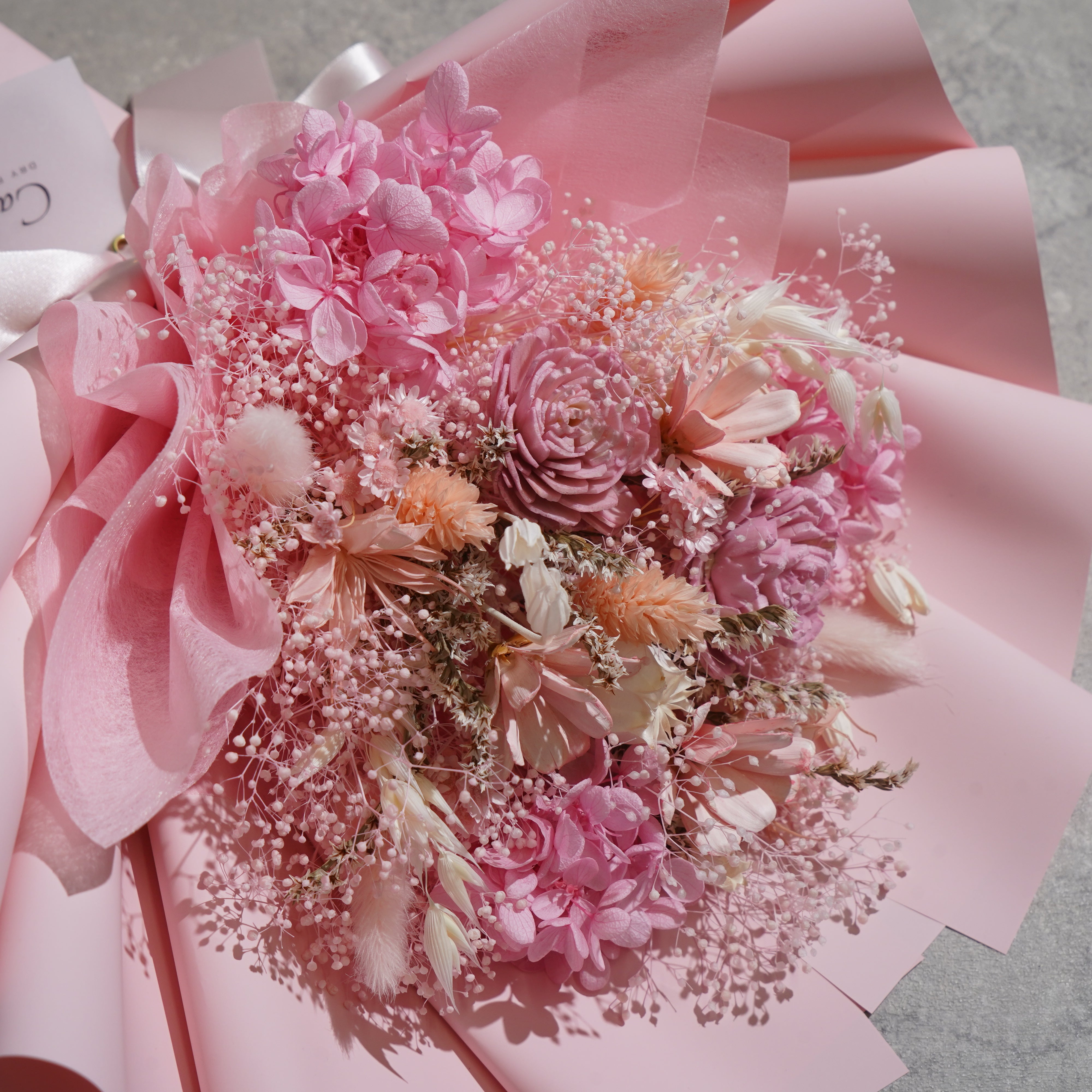 ドライフラワーの花束 Mサイズ ライトピンク M-748≪限定1点≫