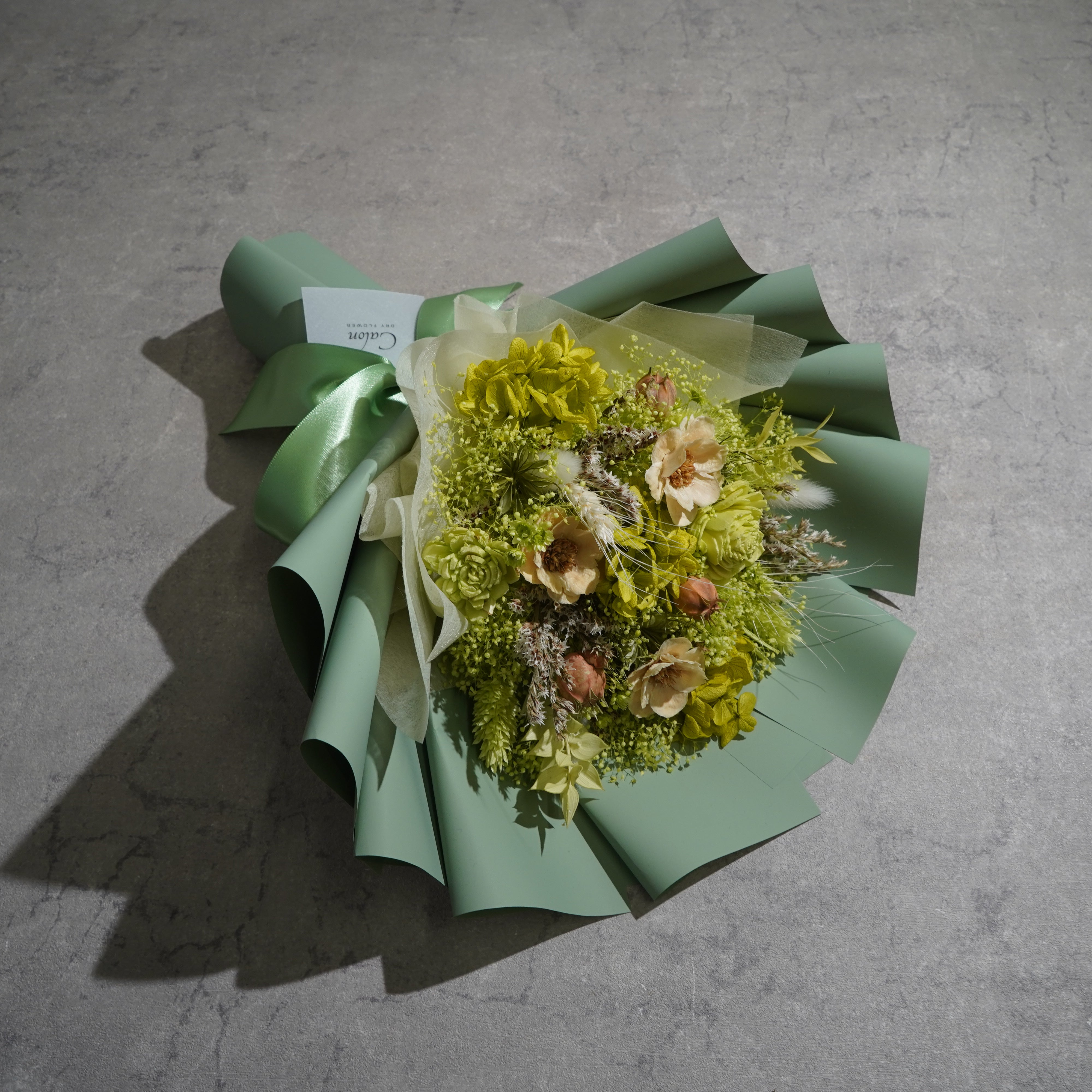 ドライフラワーの花束 Mサイズ ライトグリーン M-750≪限定1点≫