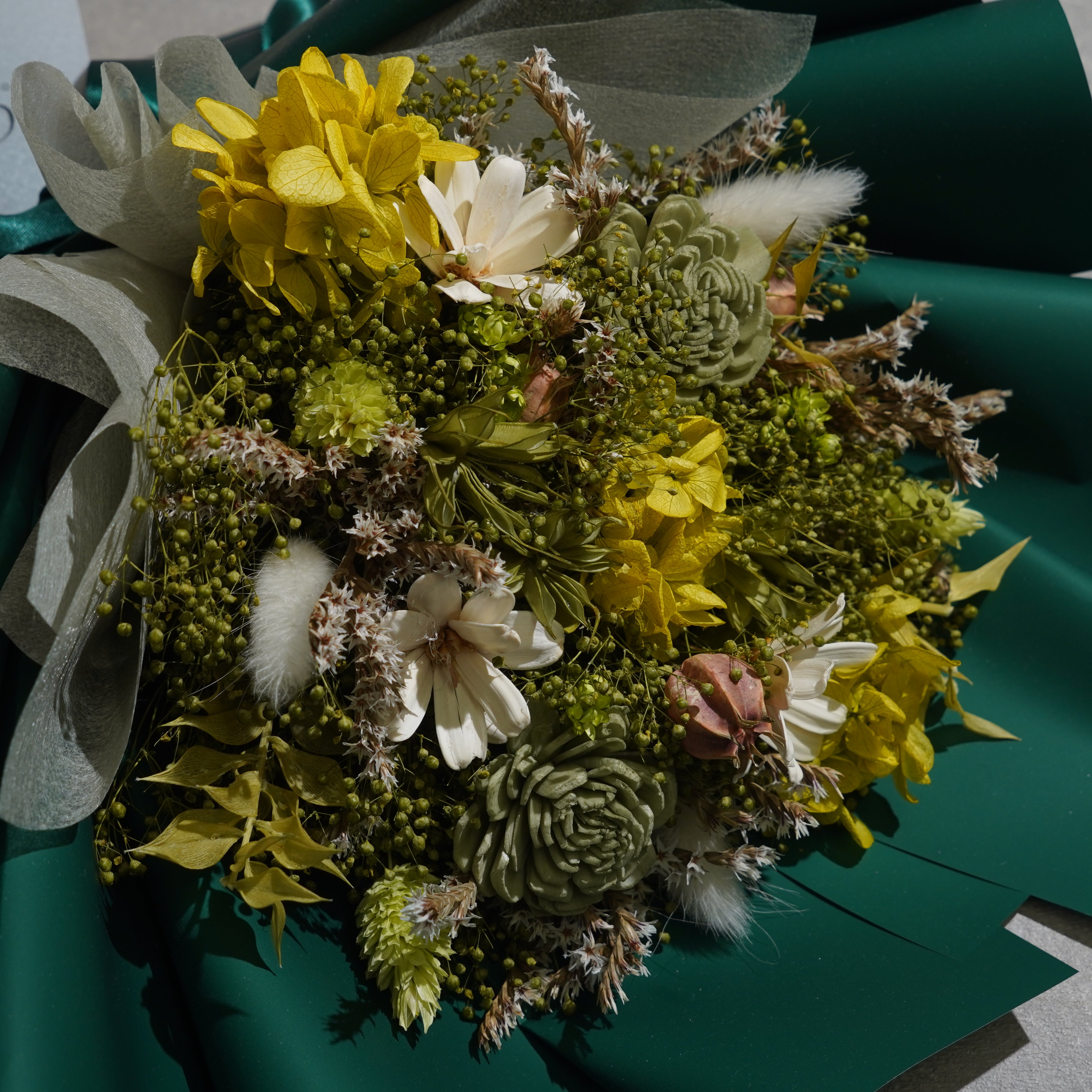 ドライフラワーの花束 Mサイズ グリーン M-751≪限定1点≫