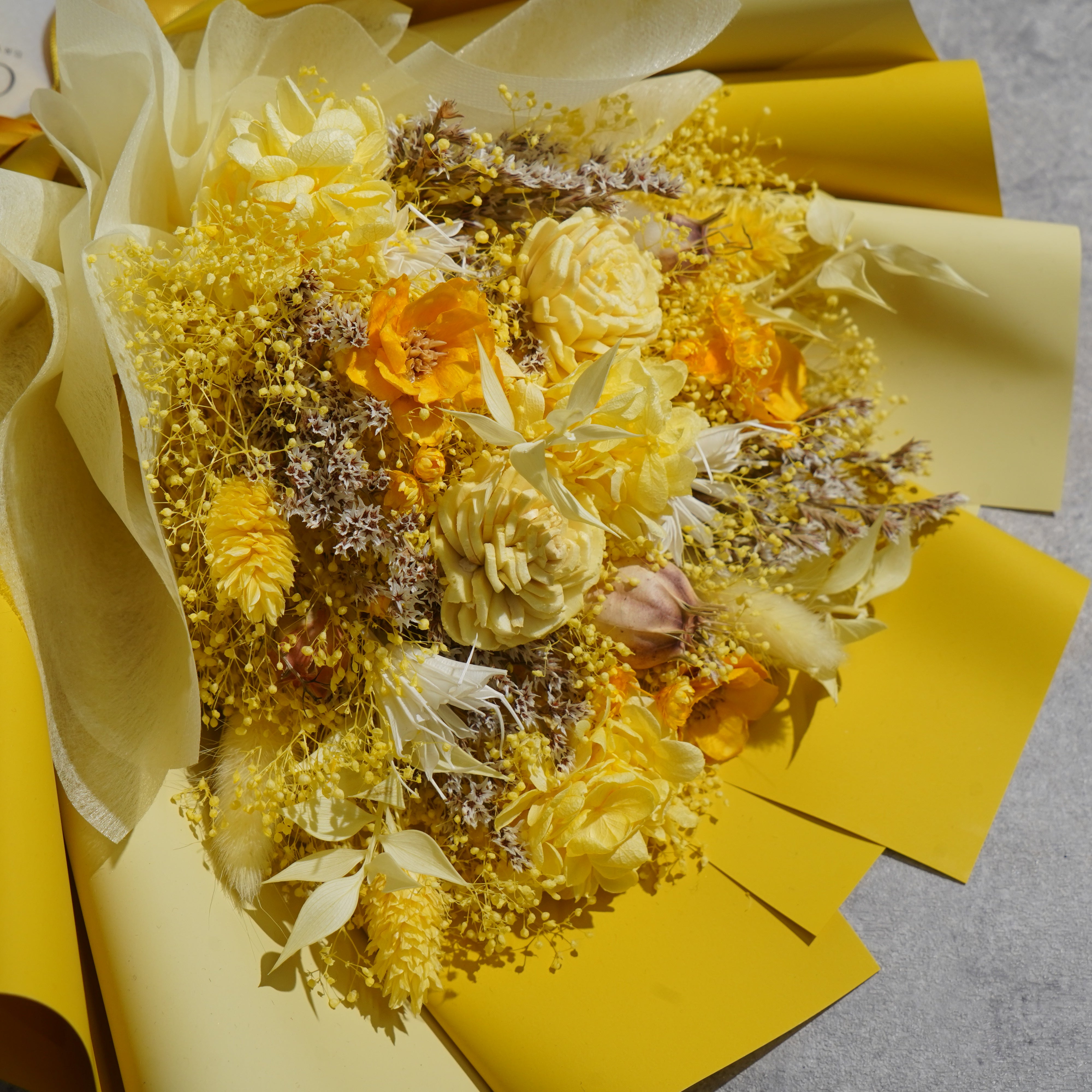 ドライフラワーの花束 Mサイズ イエロー M-754≪限定1点≫