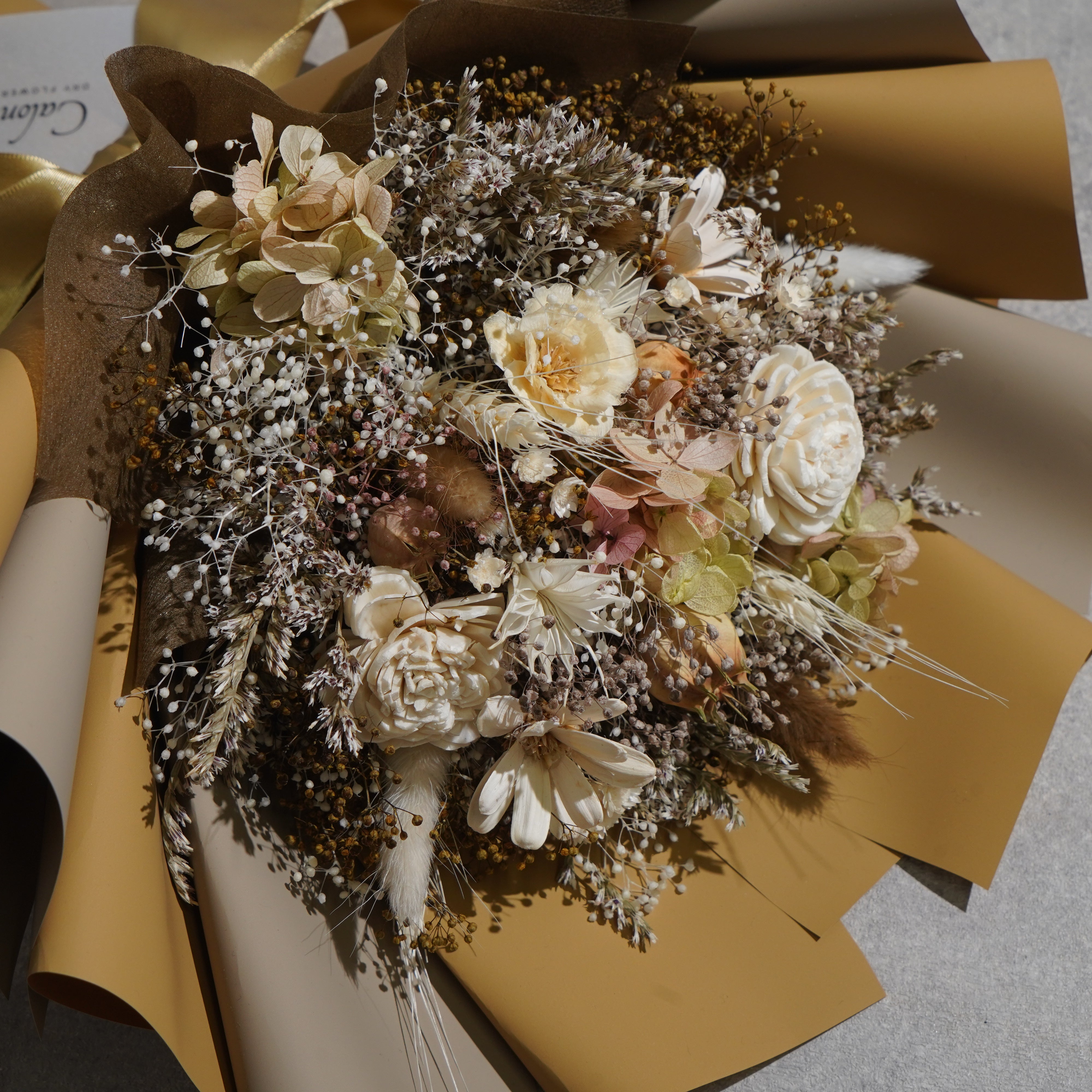 ドライフラワーの花束 Mサイズ ベージュ M-755≪限定1点≫
