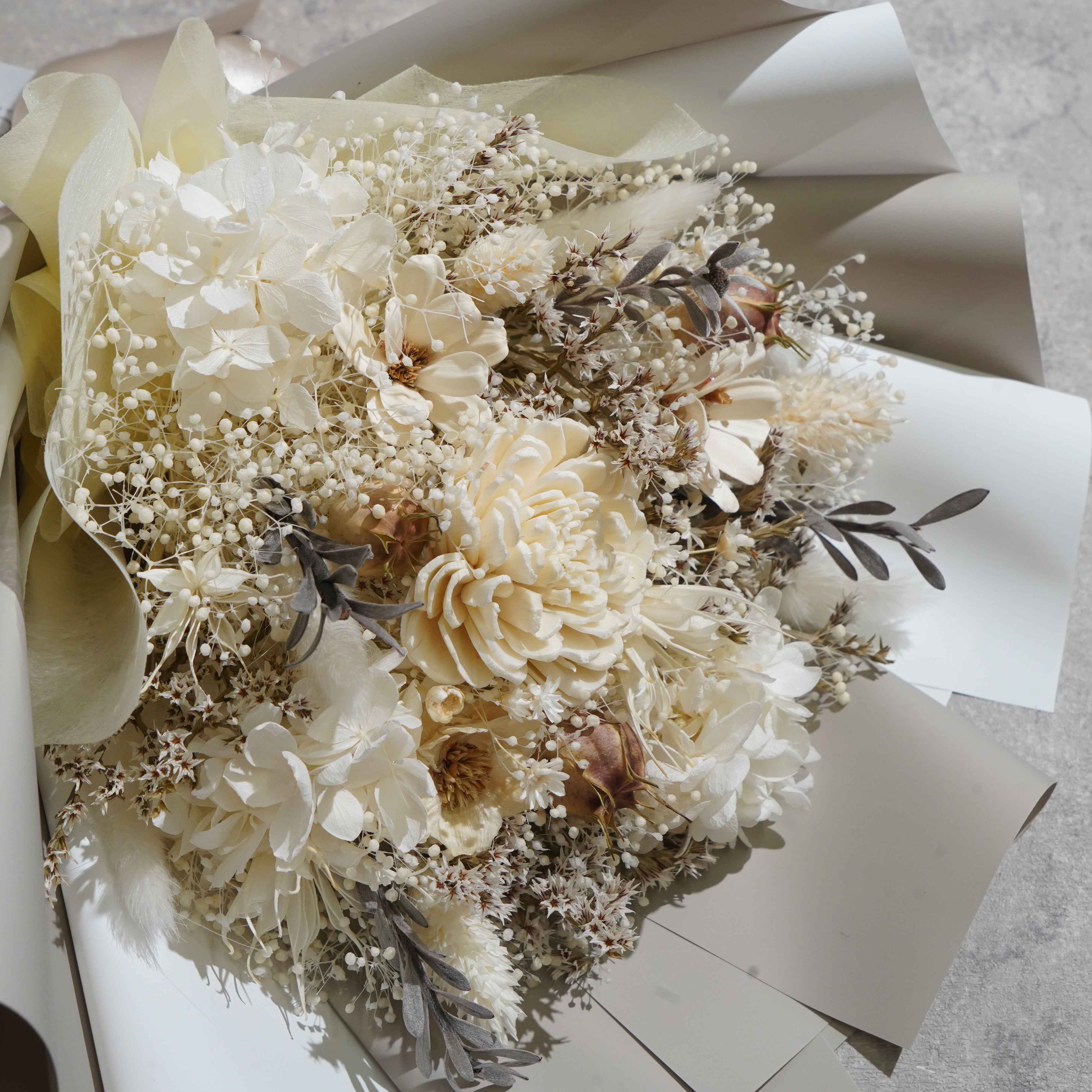 ドライフラワーの花束 Mサイズ ホワイト M-776≪限定1点≫