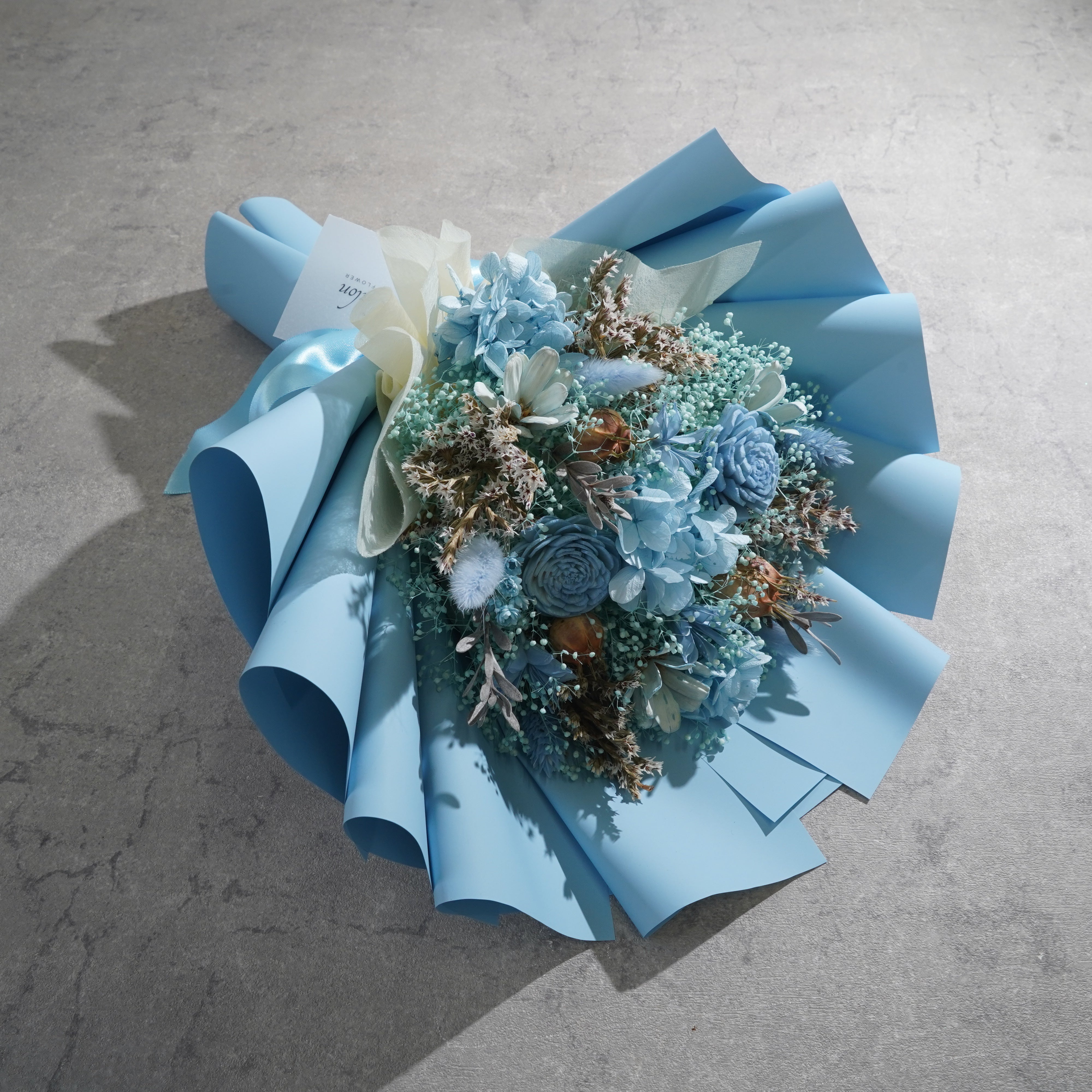 ドライフラワーの花束 Mサイズ ライトブルー M-782≪限定1点≫