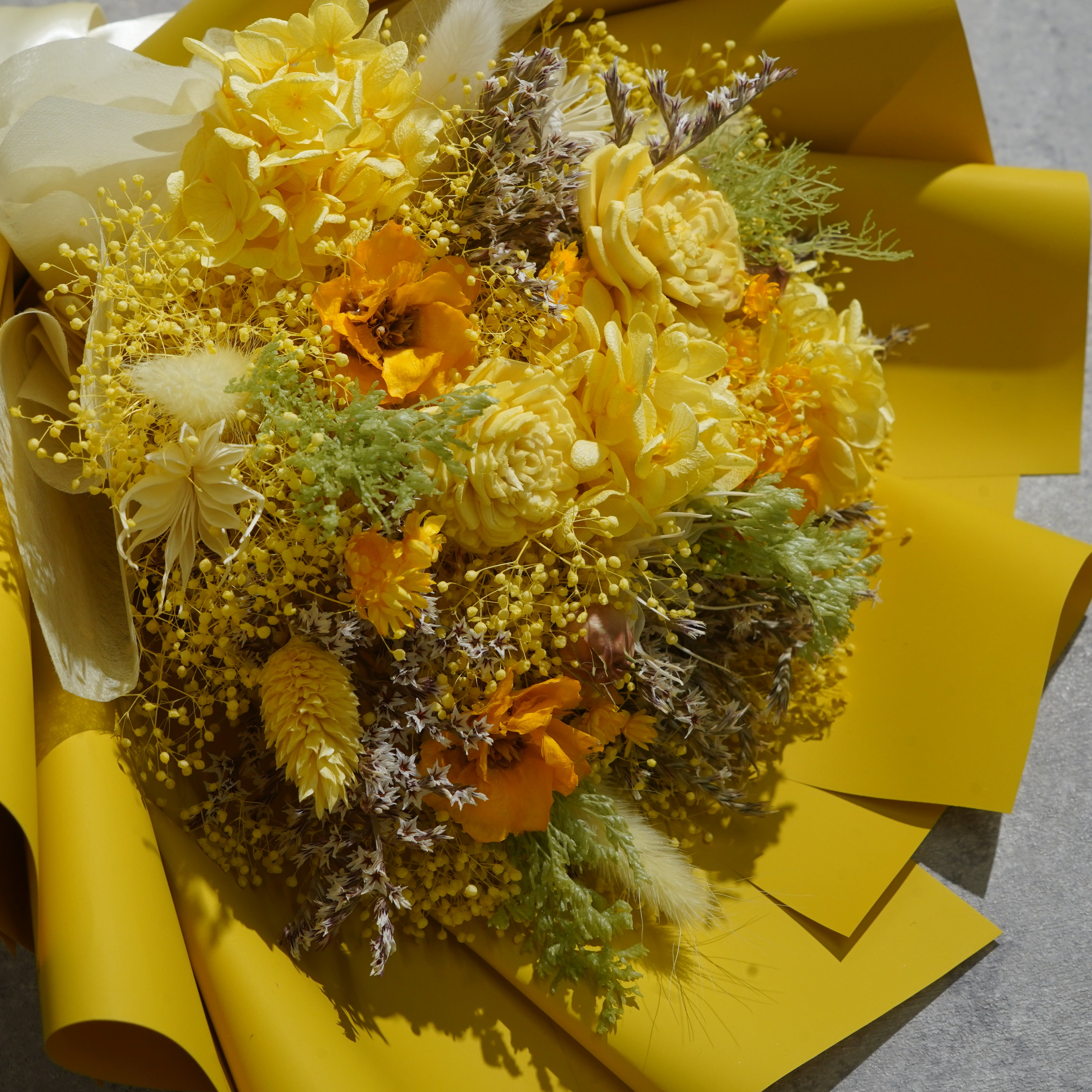 ドライフラワーの花束 Mサイズ イエロー M-799≪限定1点≫