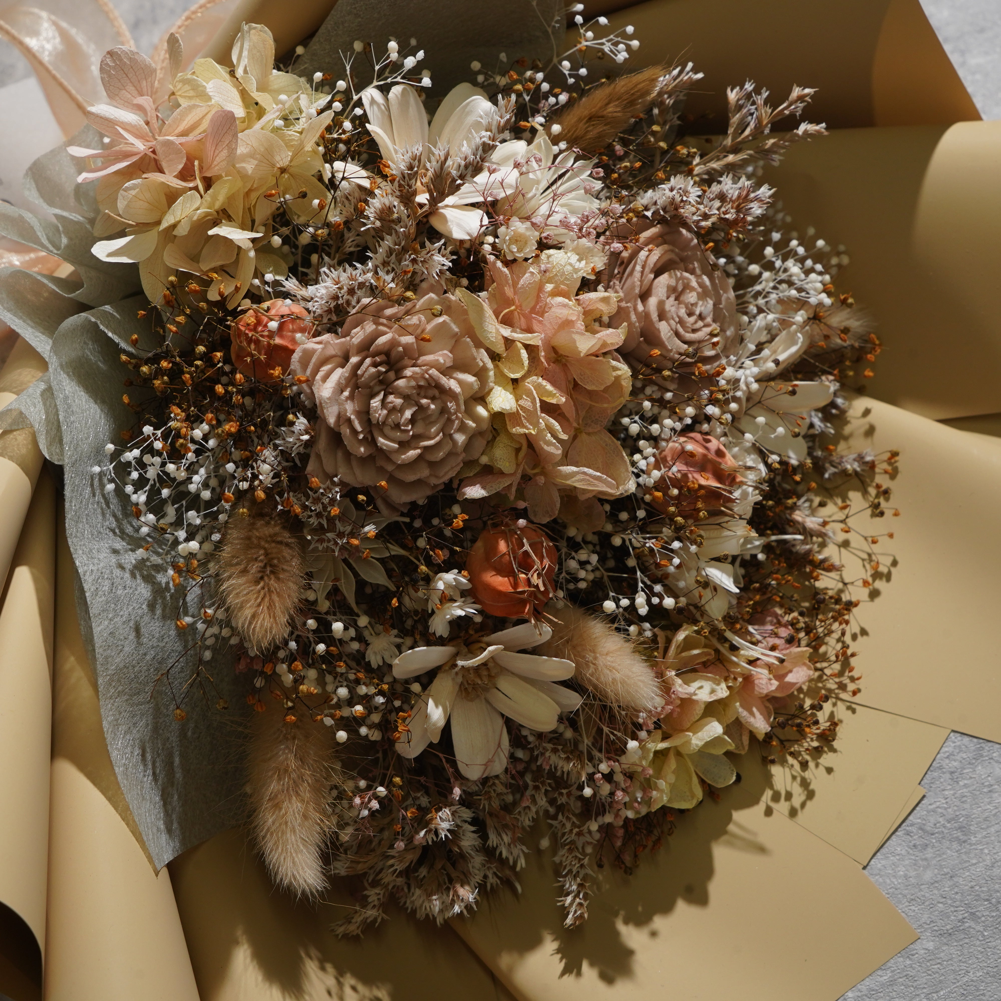 ドライフラワーの花束 Mサイズ ベージュ M-805≪限定1点≫