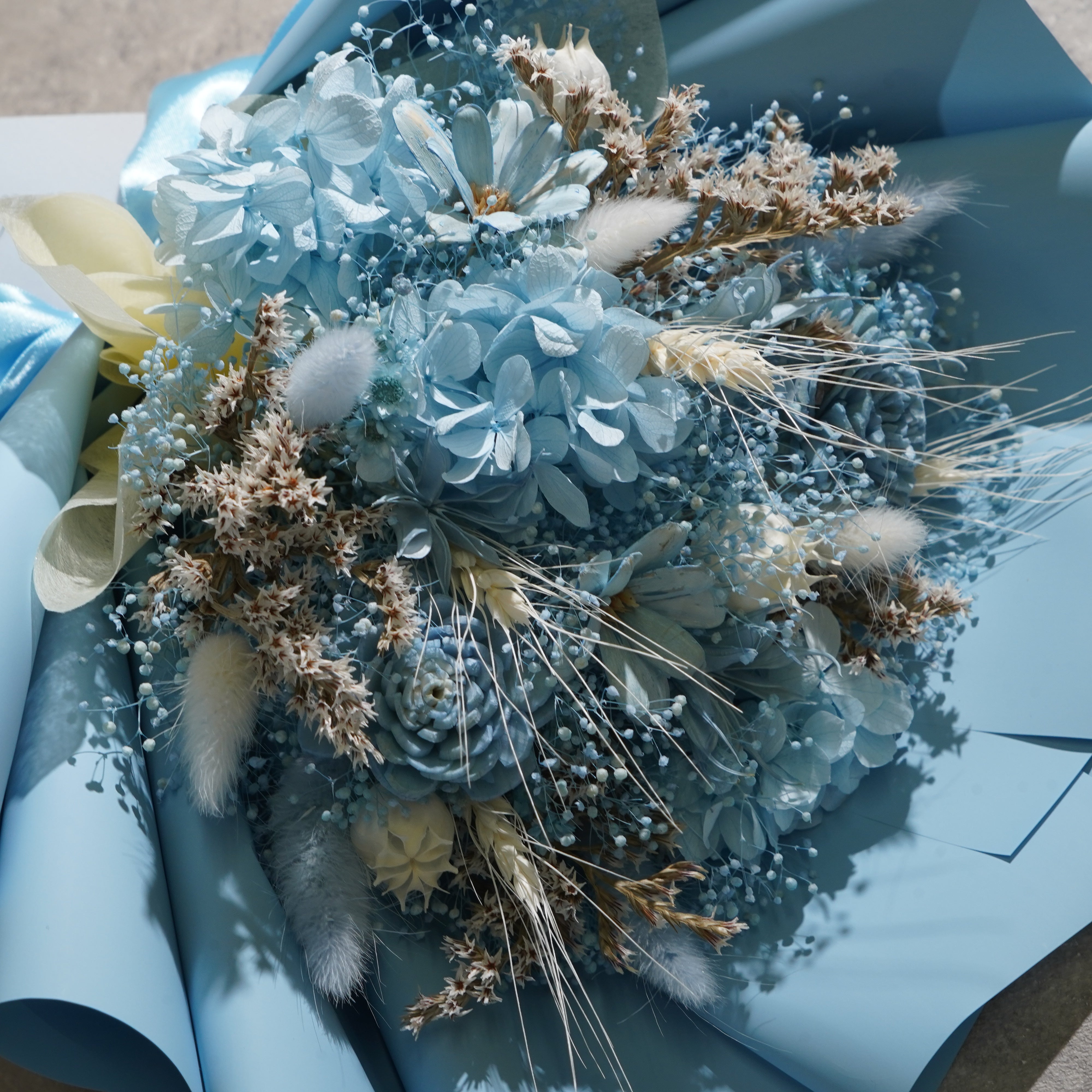 ドライフラワーの花束 Mサイズ ライトブルー M-807≪限定1点≫