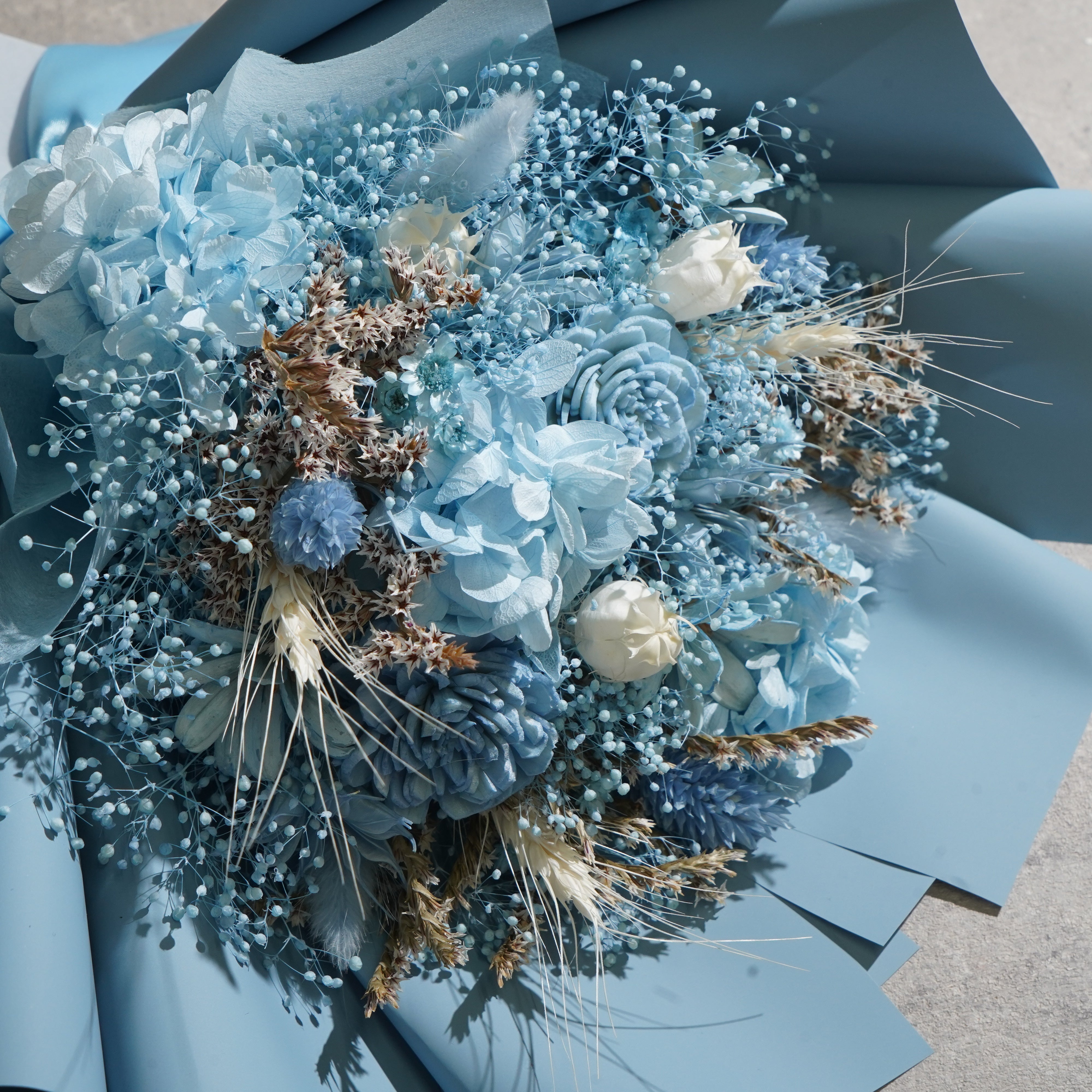 ドライフラワーの花束 Mサイズ ライトブルー M-810≪限定1点≫