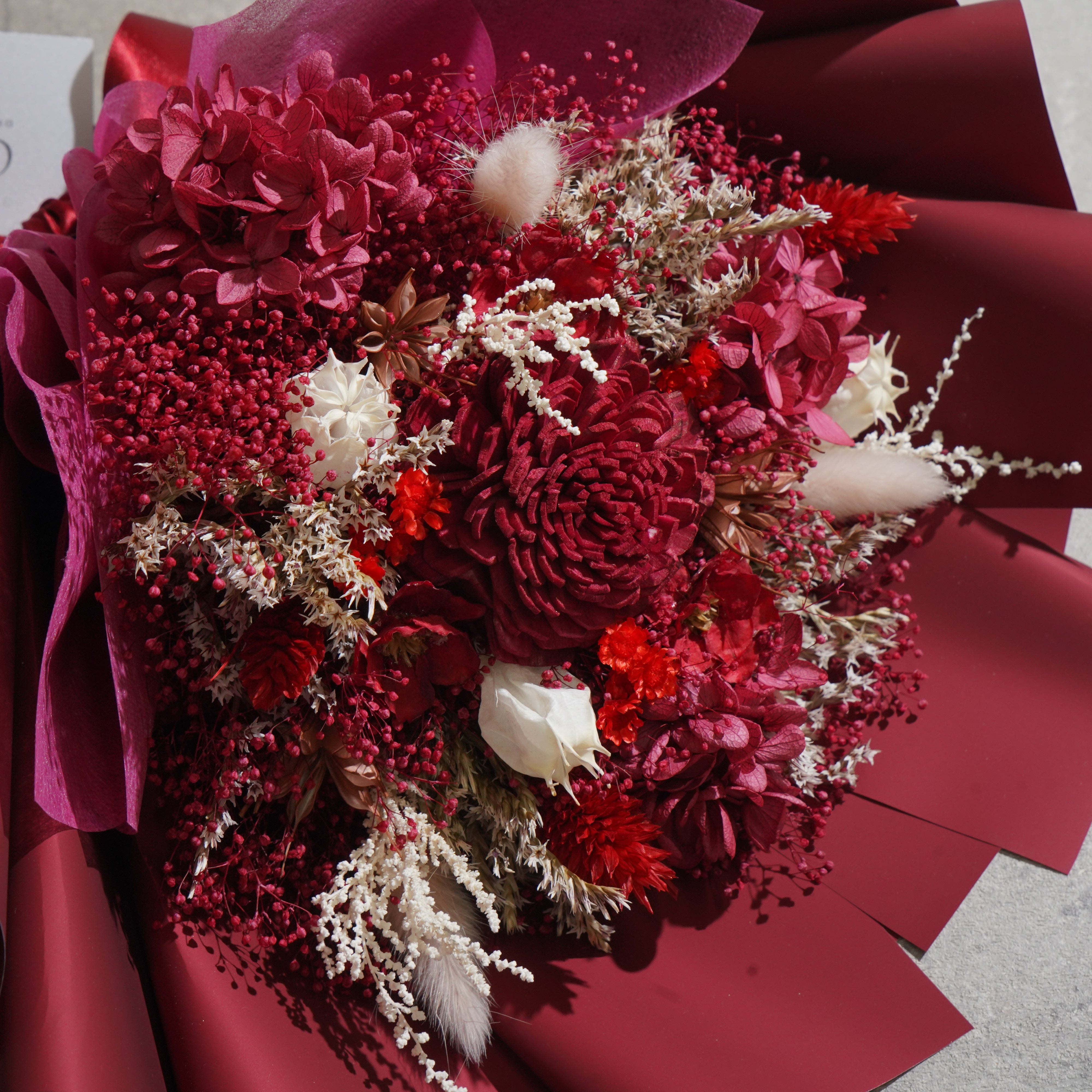 ドライフラワーの花束 Mサイズ レッド M-814≪限定1点≫