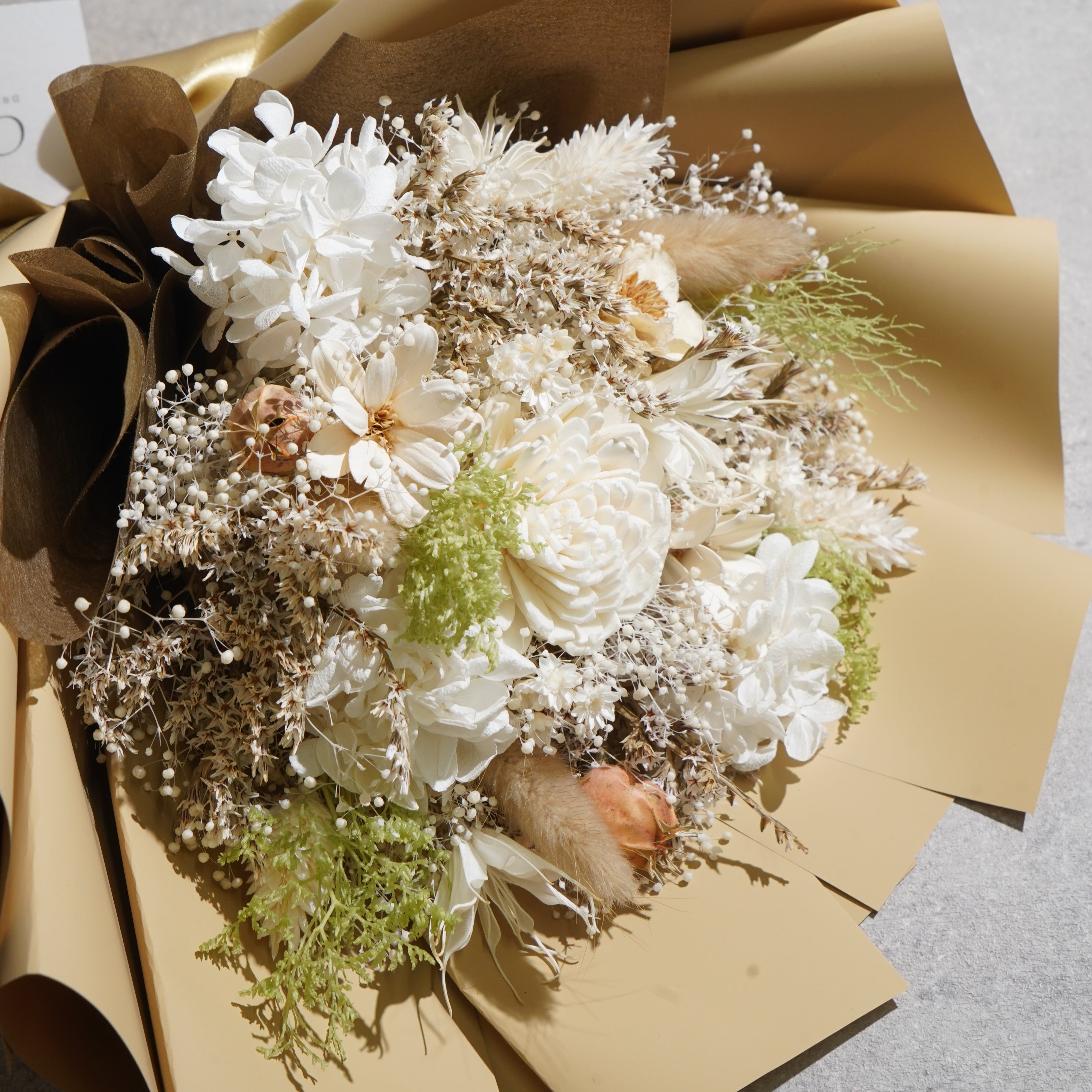 ドライフラワーの花束 Mサイズ ベージュ M-819≪限定1点≫