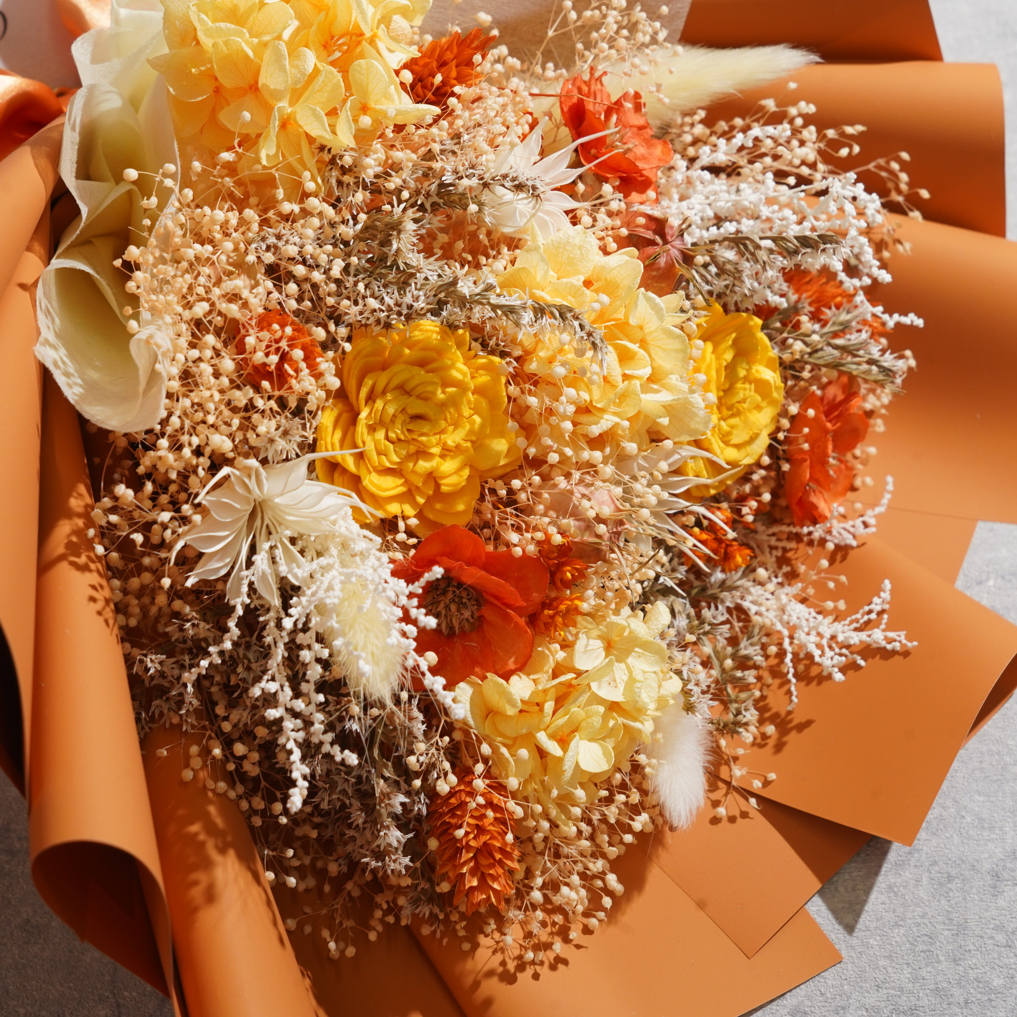 ドライフラワーの花束 Mサイズ オレンジ M-832≪限定1点≫