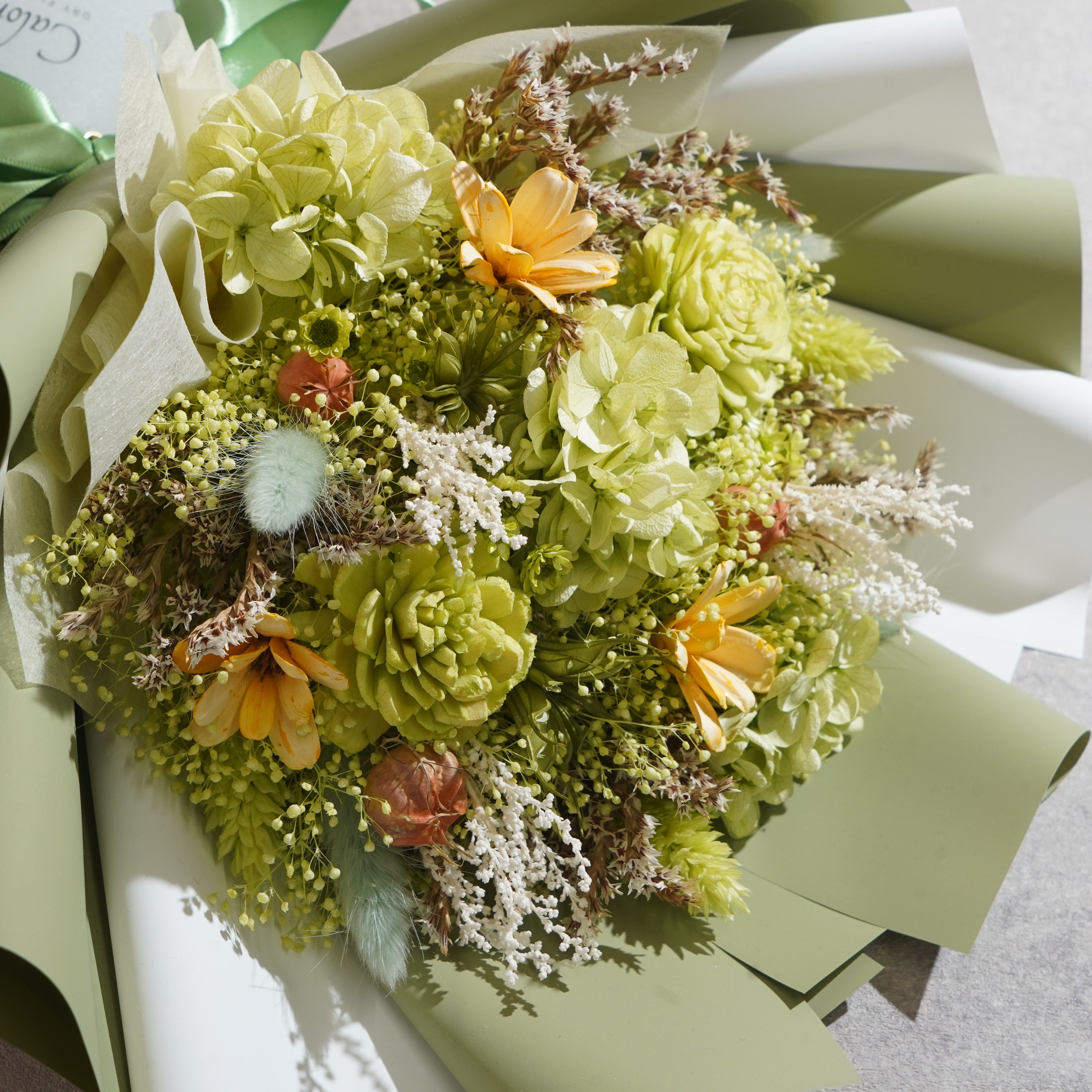 ドライフラワーの花束 Mサイズ ライトグリーン M-834≪限定1点≫