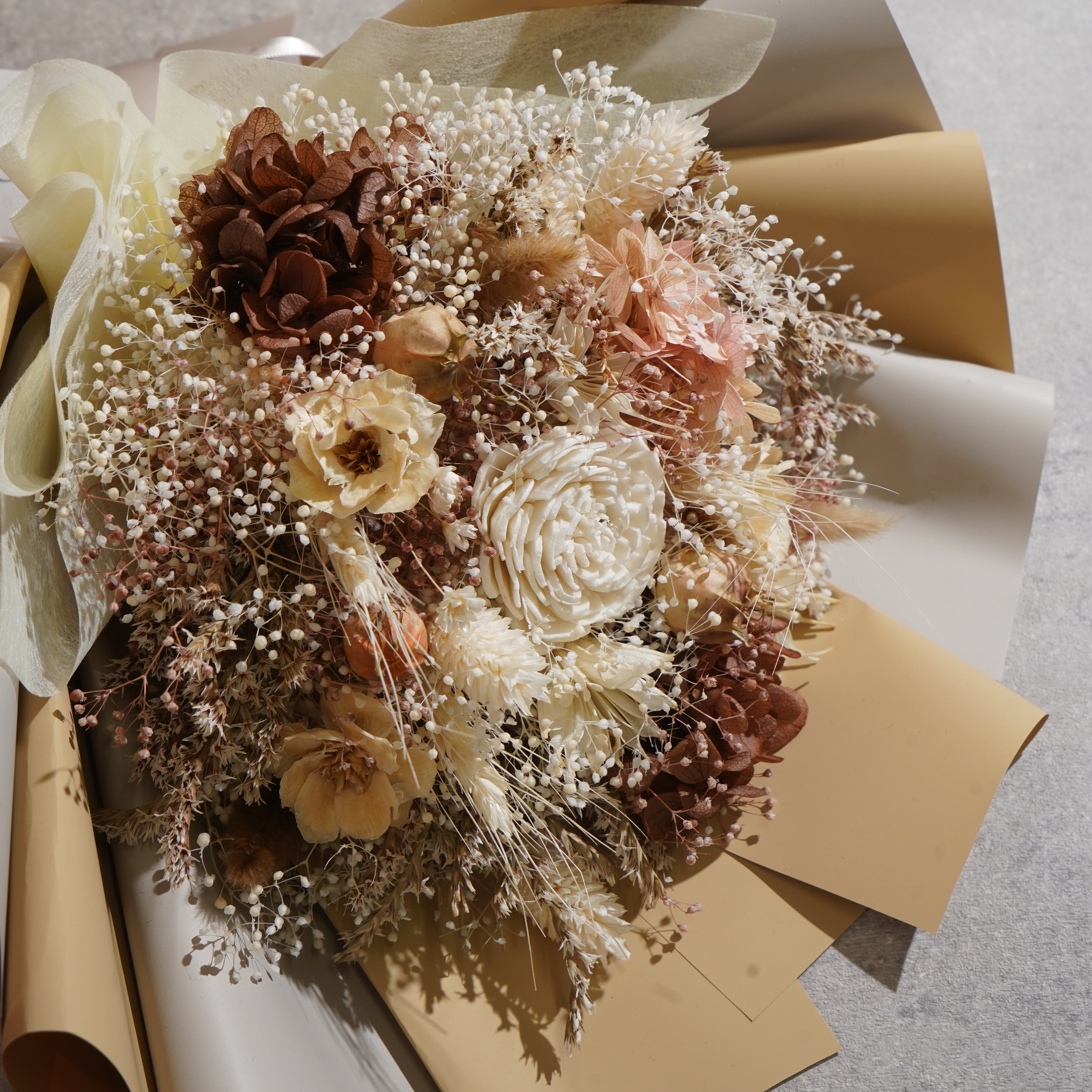 ドライフラワーの花束 Mサイズ ベージュ M-840≪限定1点≫